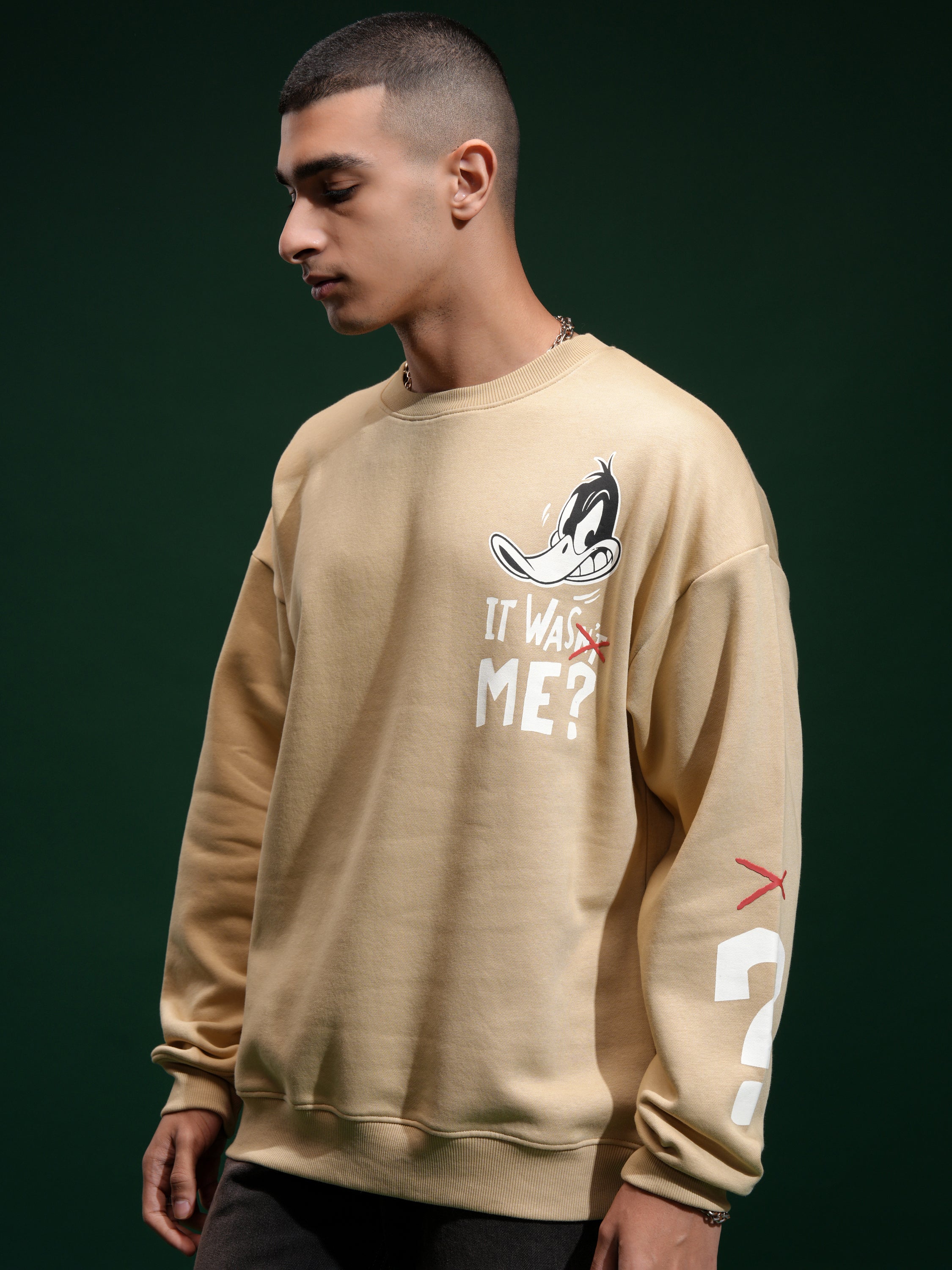 WB By Highlander Men Brown Daffy Duck Round Neck Pullover Sweatshirt - Brown - Image 4