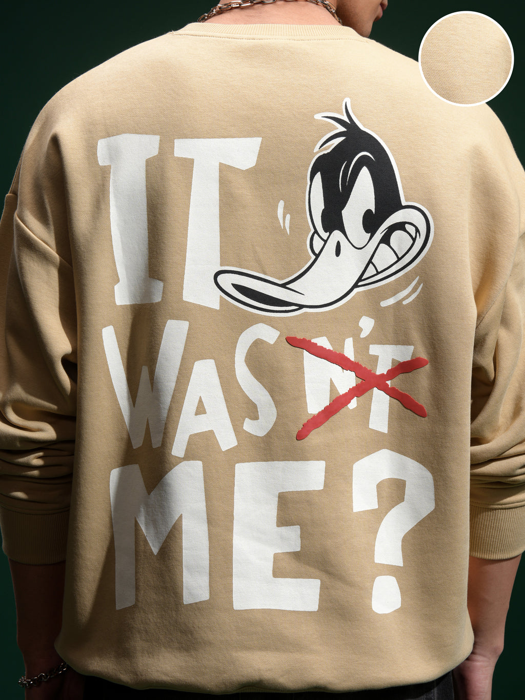 WB By Highlander Men Brown Daffy Duck Round Neck Pullover Sweatshirt - Brown - Image 5