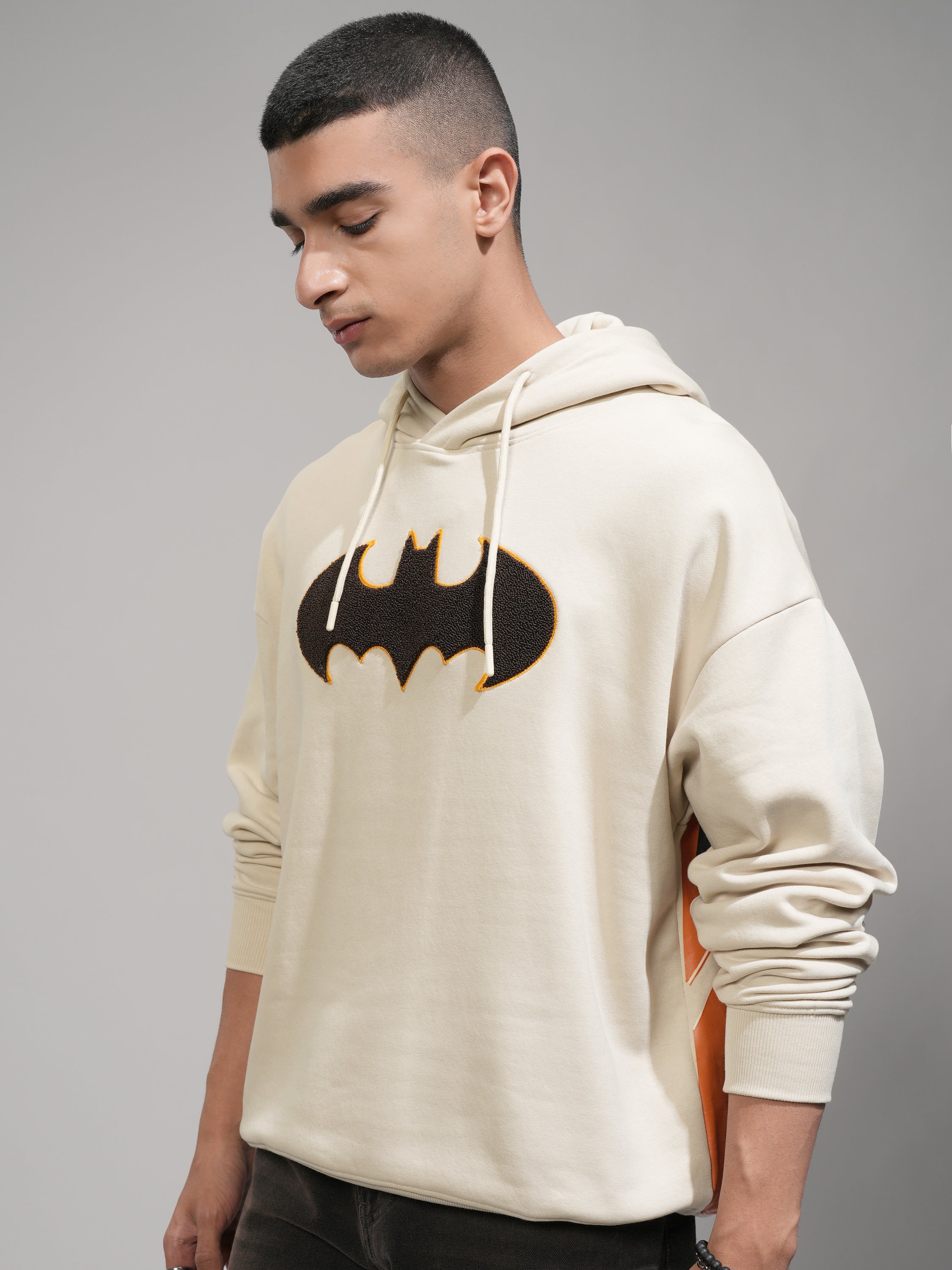 DC By Highlander Men Beige Batman Hooded Pullover Sweatshirt - Beige - Image 4