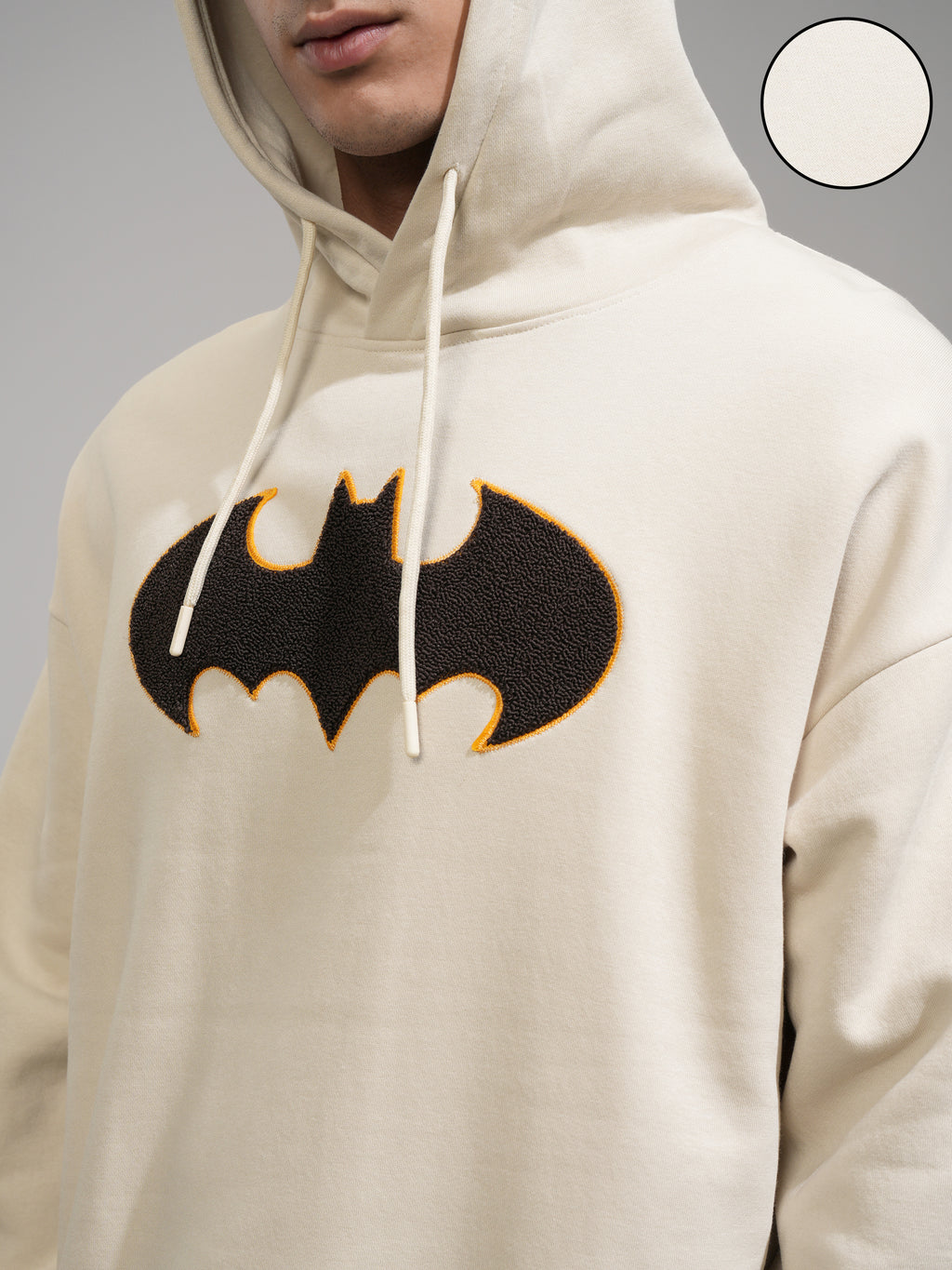 DC By Highlander Men Beige Batman Hooded Pullover Sweatshirt - Beige - Image 5