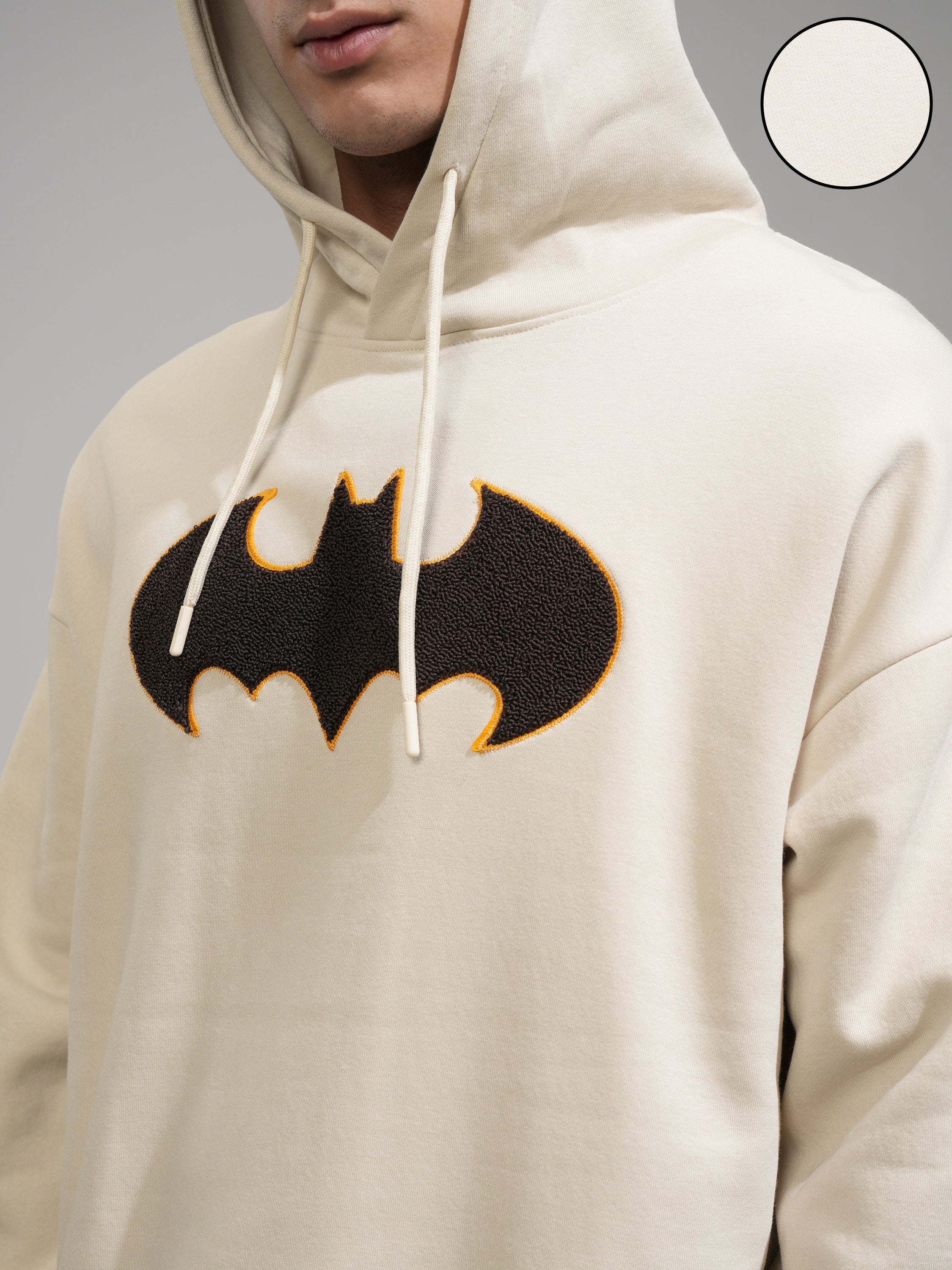 DC By Highlander Men Beige Batman Hooded Pullover Sweatshirt - Beige - Image 5