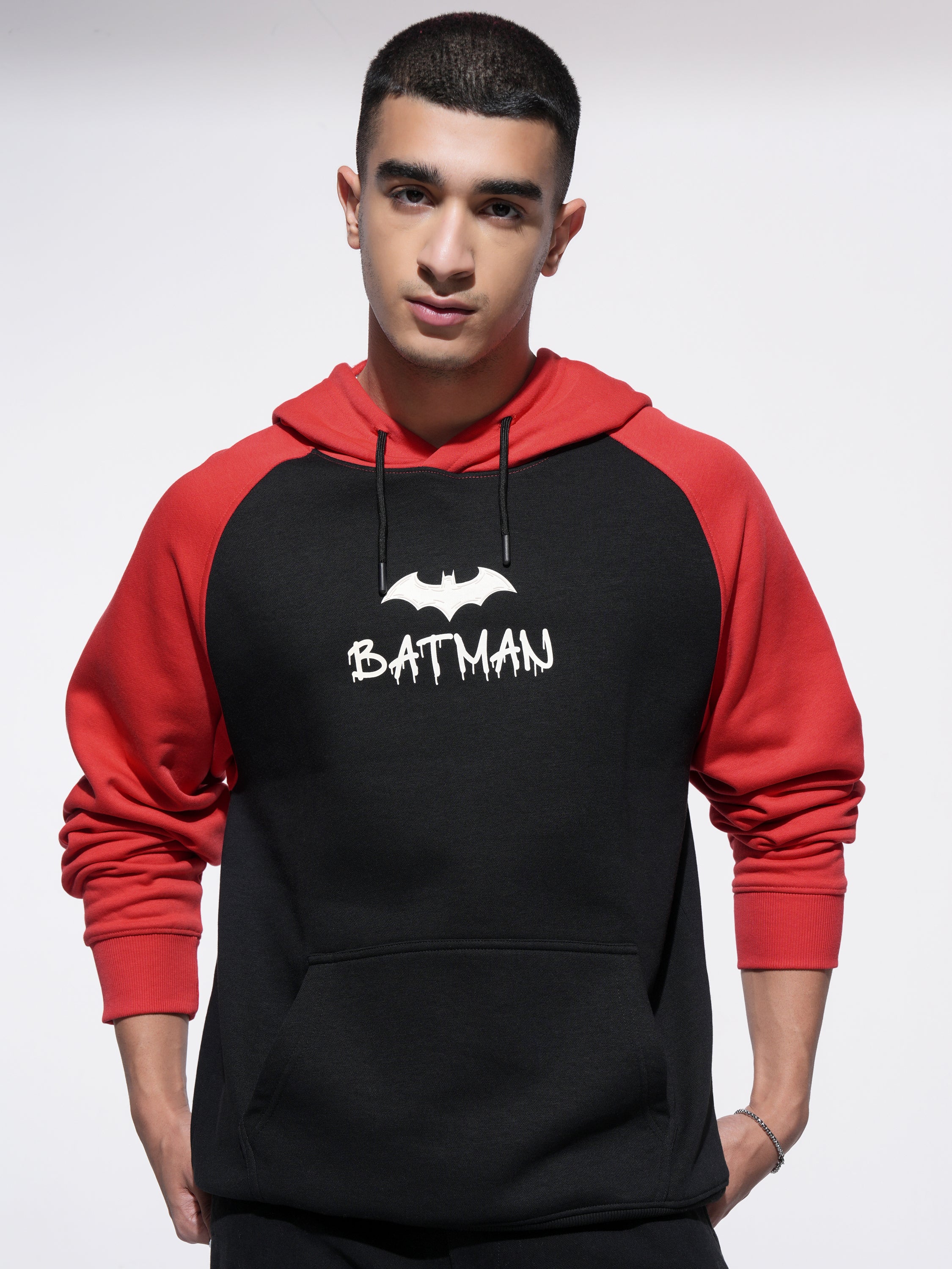 DC By Highlander Men Black Batman Hooded Pullover Sweatshirt - Black - Image 3