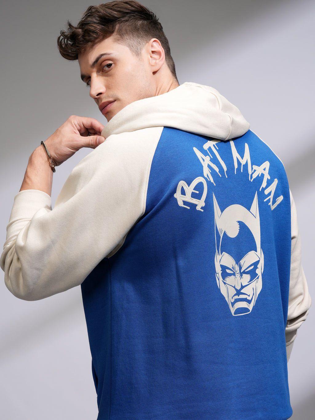 DC By Highlander Men Blue Batman Hooded Pullover Sweatshirt - Blue - Image 1