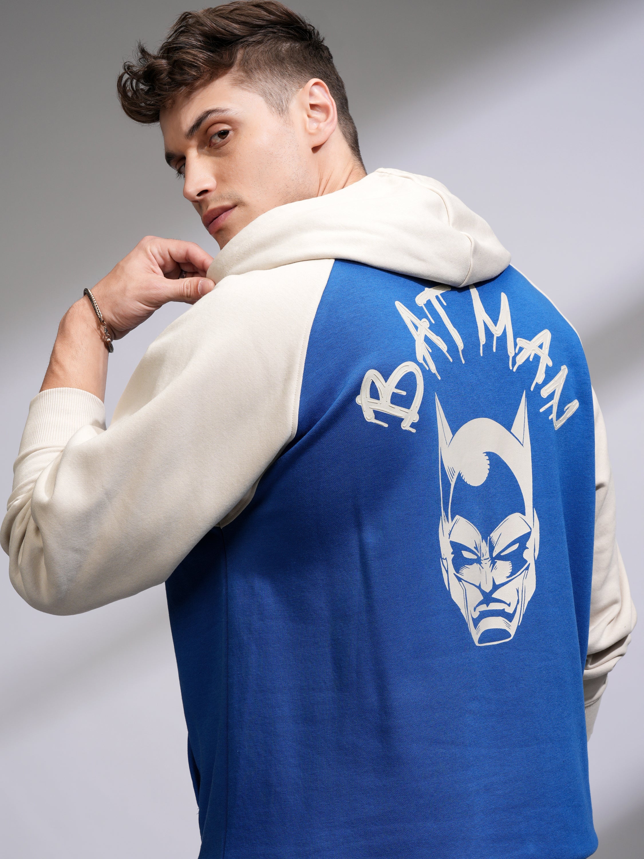 DC By Highlander Men Blue Batman Hooded Pullover Sweatshirt - Blue - Image 1
