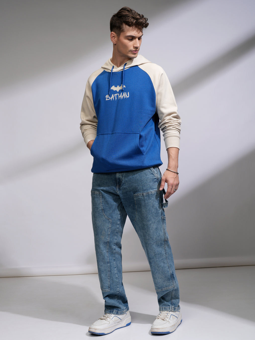 DC By Highlander Men Blue Batman Hooded Pullover Sweatshirt - Blue - Image 2