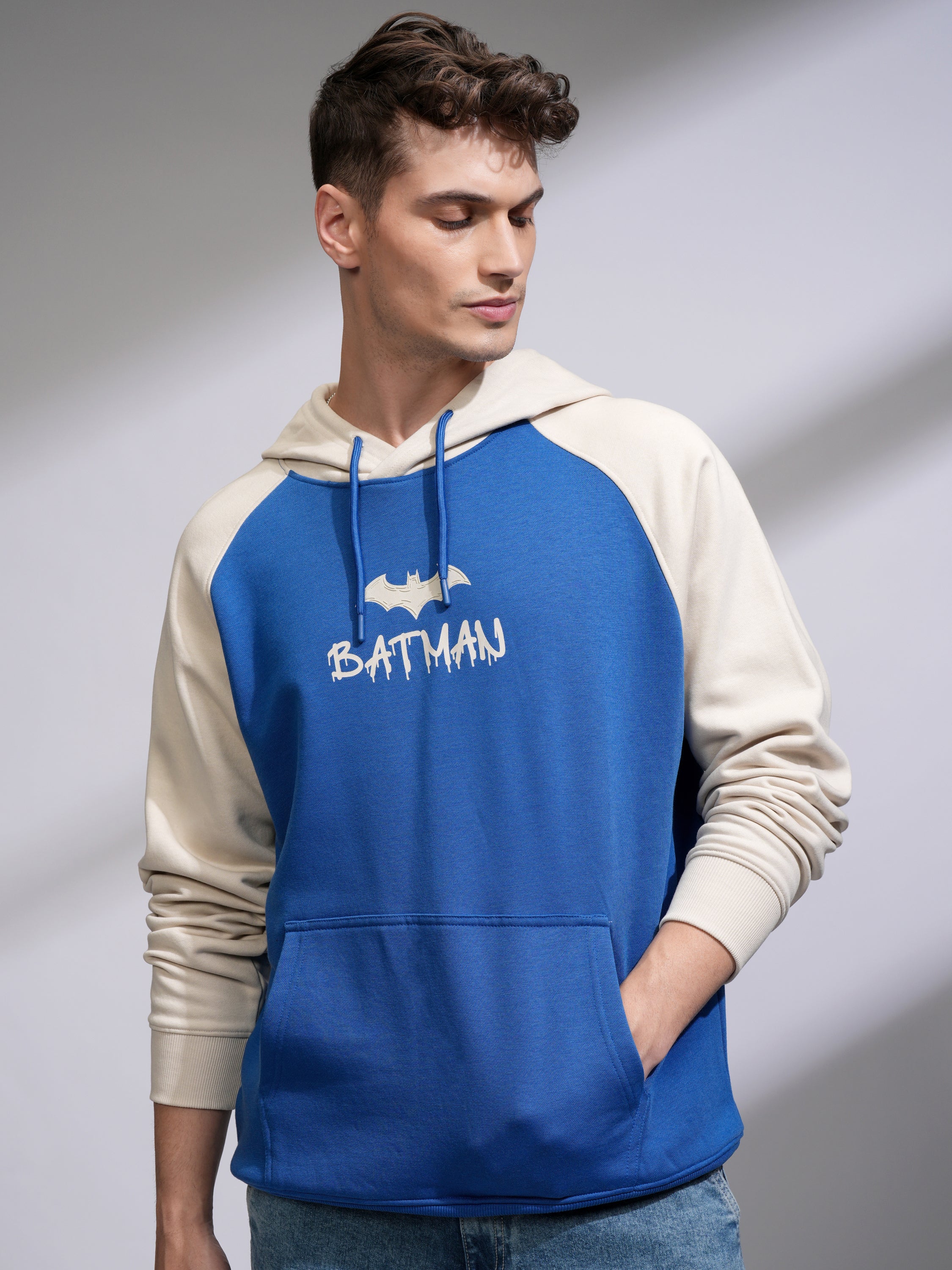 DC By Highlander Men Blue Batman Hooded Pullover Sweatshirt - Blue - Image 3