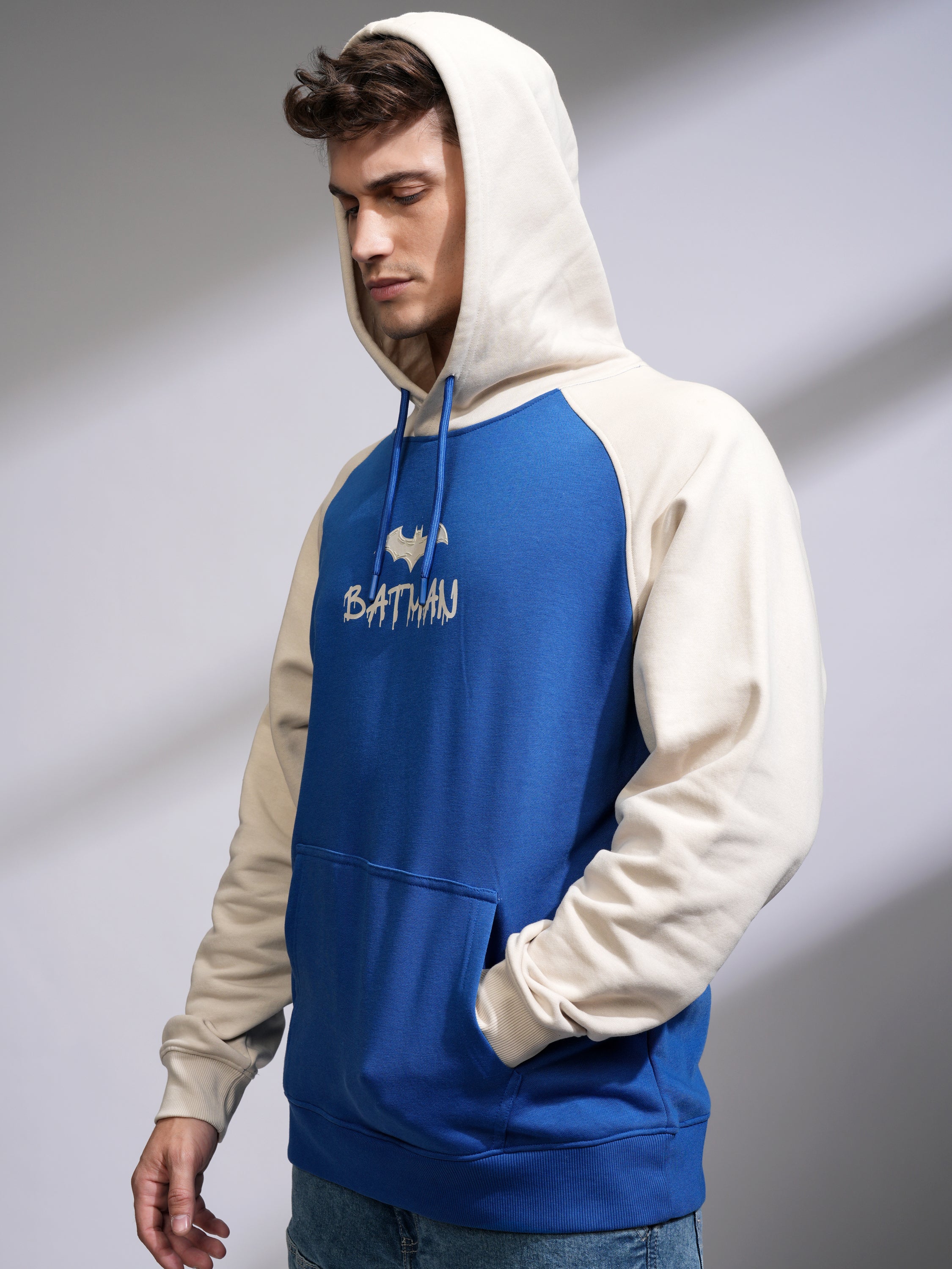 DC By Highlander Men Blue Batman Hooded Pullover Sweatshirt - Blue - Image 4