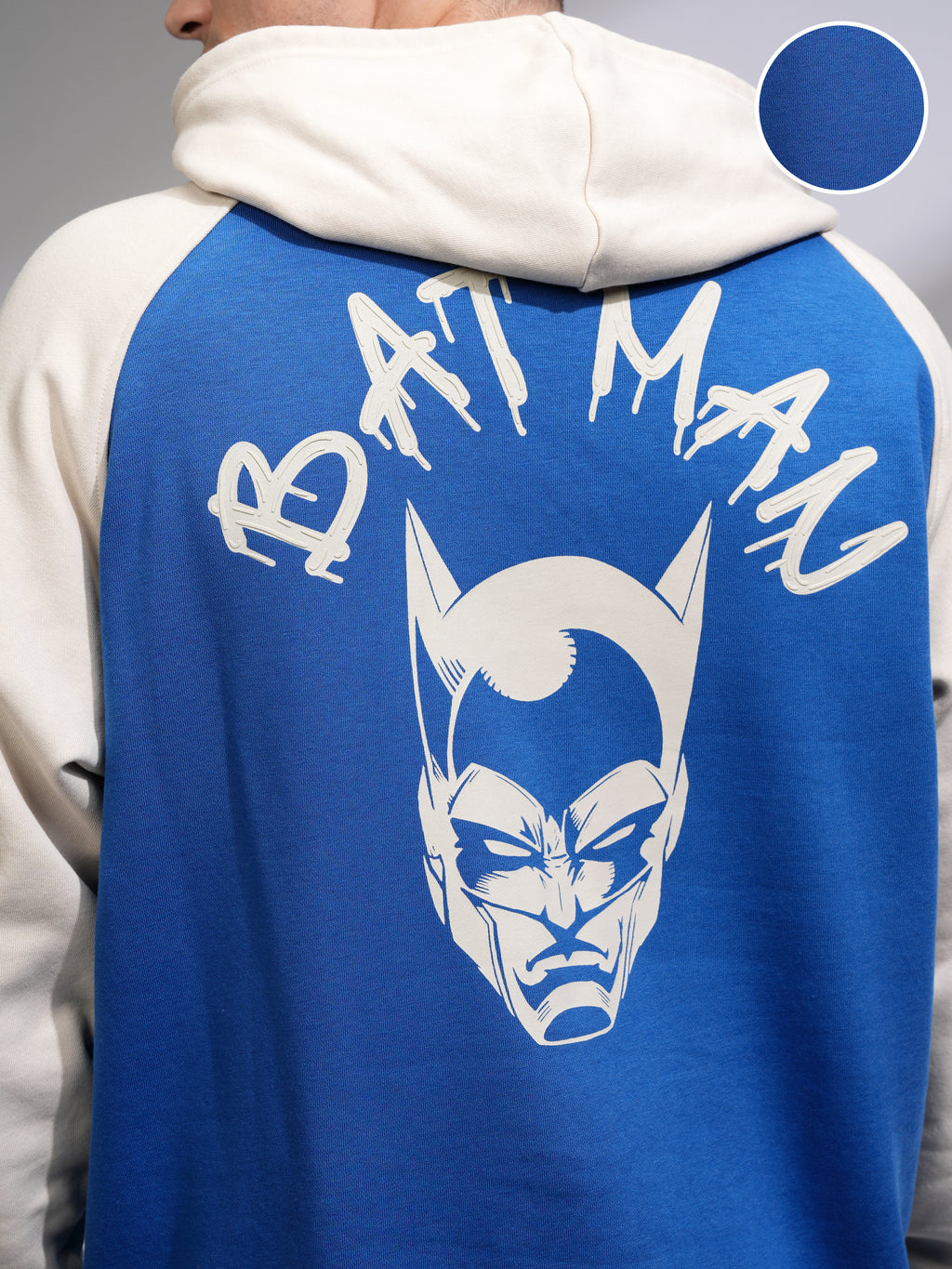 DC By Highlander Men Blue Batman Hooded Pullover Sweatshirt - Blue - Image 5