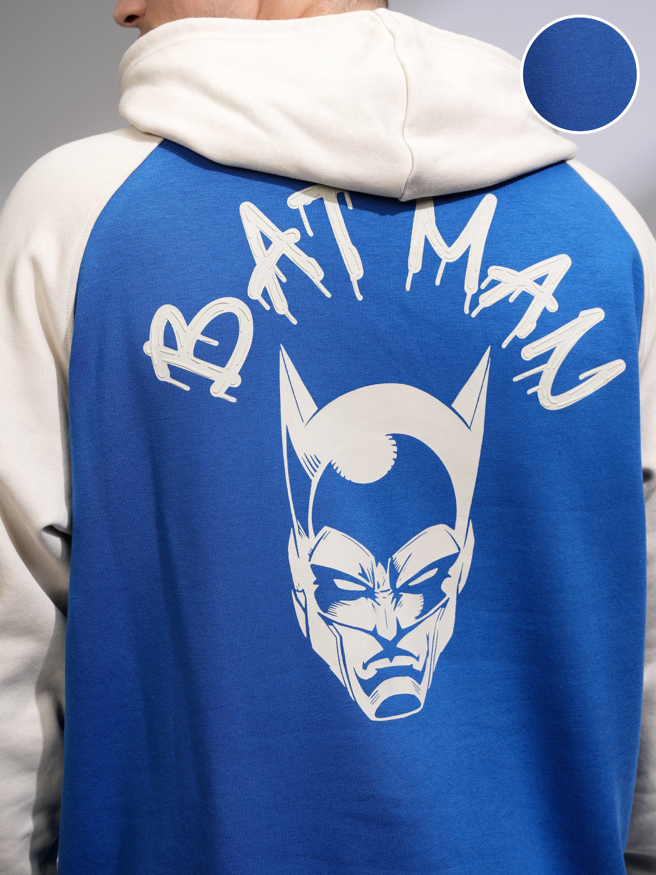 DC By Highlander Men Blue Batman Hooded Pullover Sweatshirt - Blue - Image 5