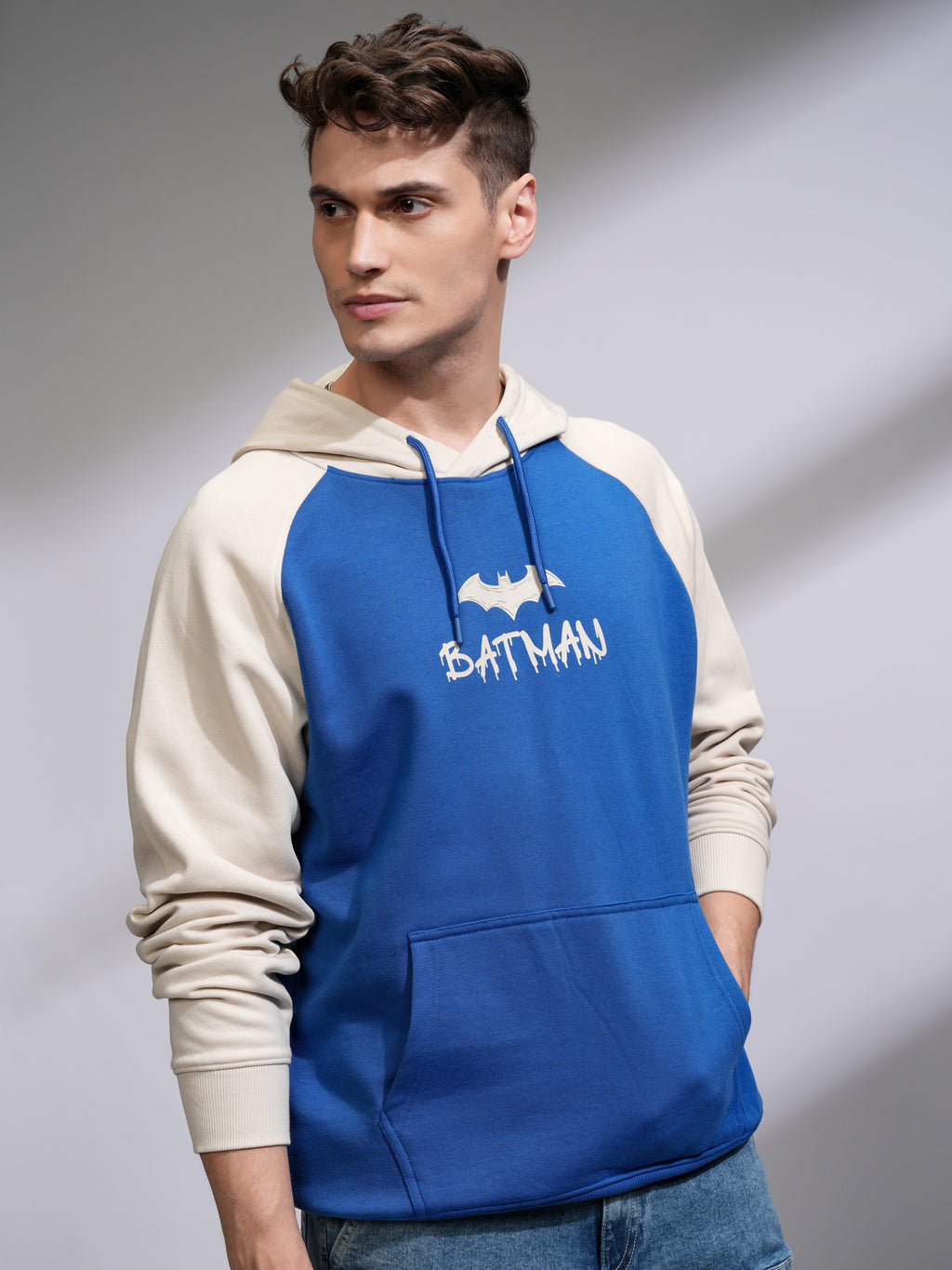DC By Highlander Men Blue Batman Hooded Pullover Sweatshirt - Blue - Image 6