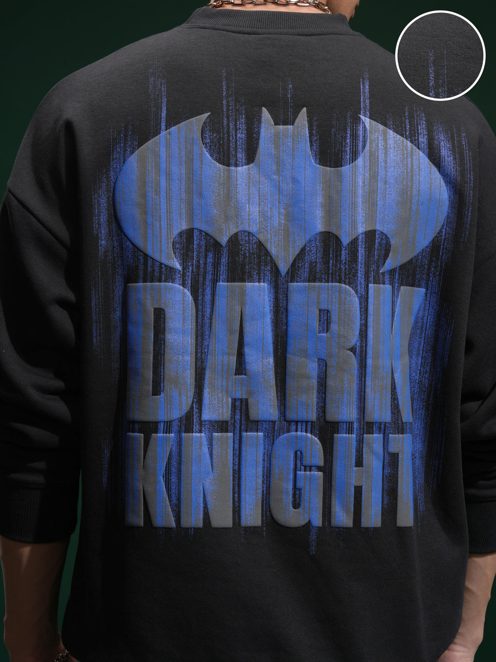 DC By Highlander Men Black Batman Round Neck Pullover Sweatshirt - Black - Image 5