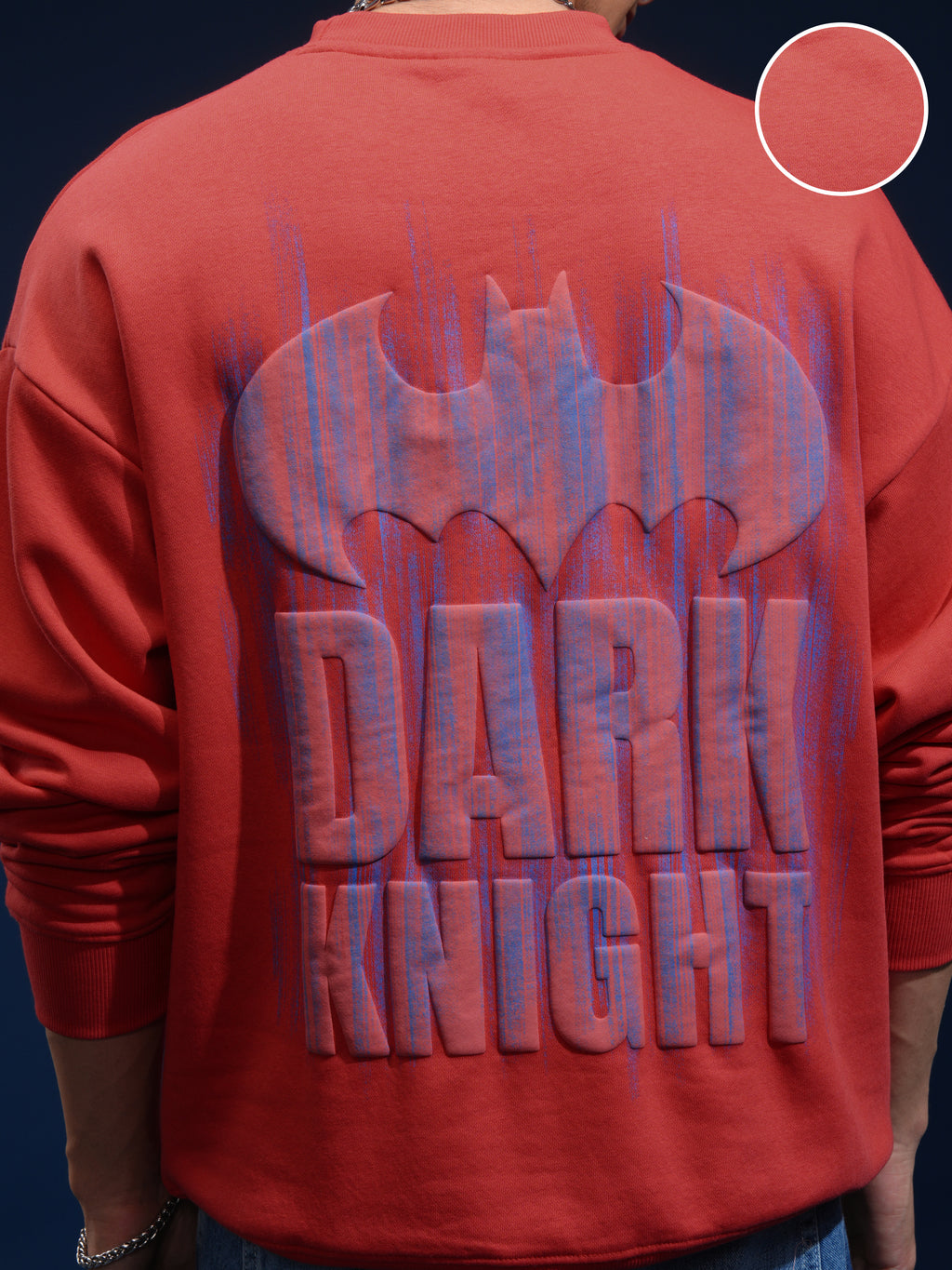 DC By Highlander Men Red Batman Round Neck Pullover Sweatshirt - Red - Image 5