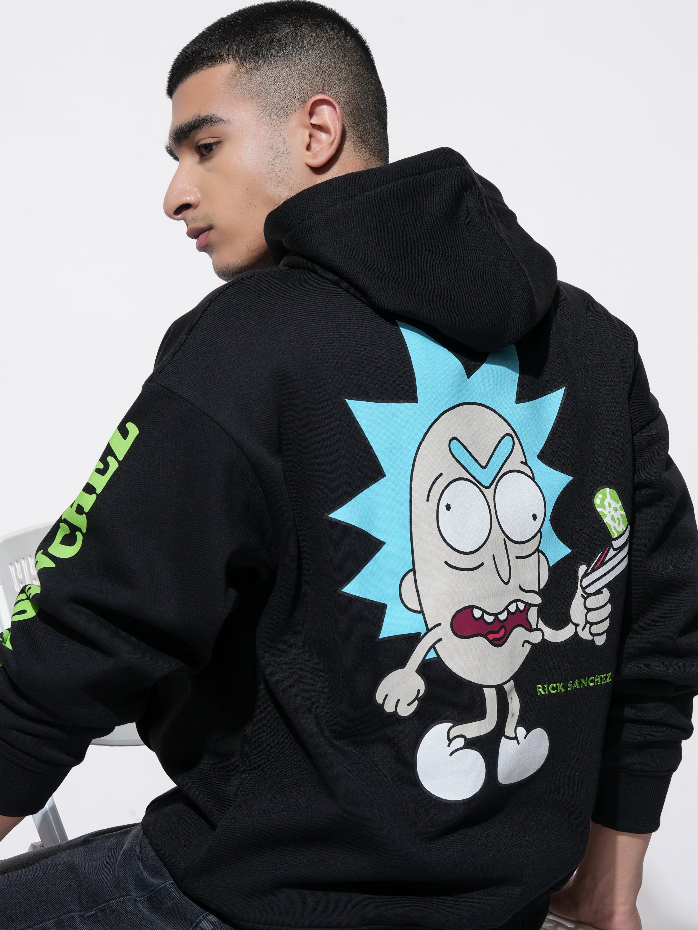 WB By Highlander Men Black Rick Sanchez Hooded Pullover Sweatshirt - Black - Image 1