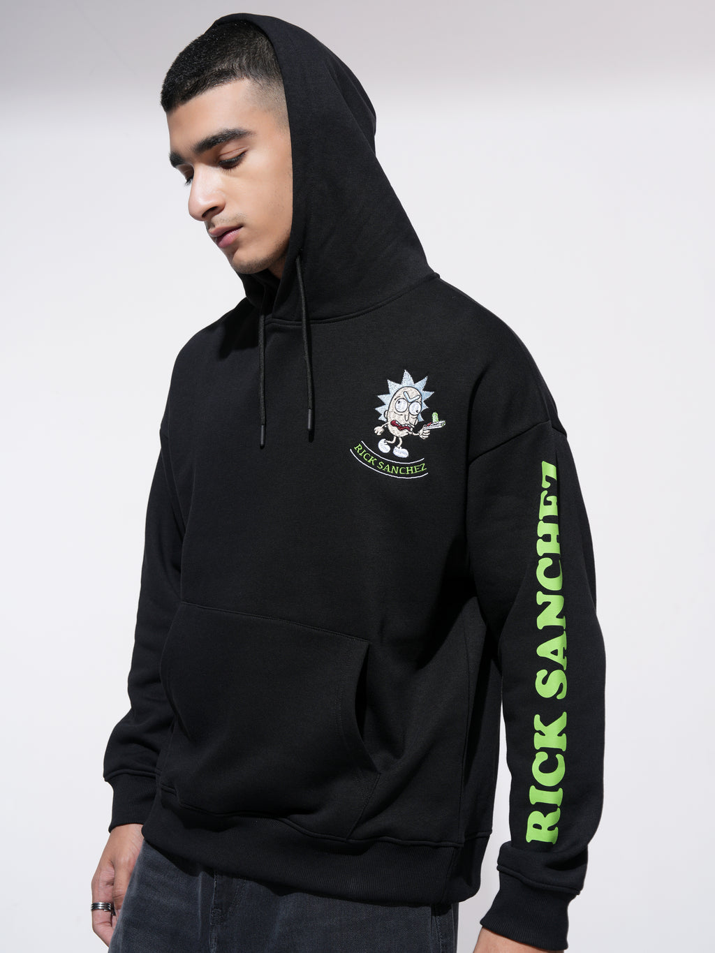 WB By Highlander Men Black Rick Sanchez Hooded Pullover Sweatshirt - Black - Image 4