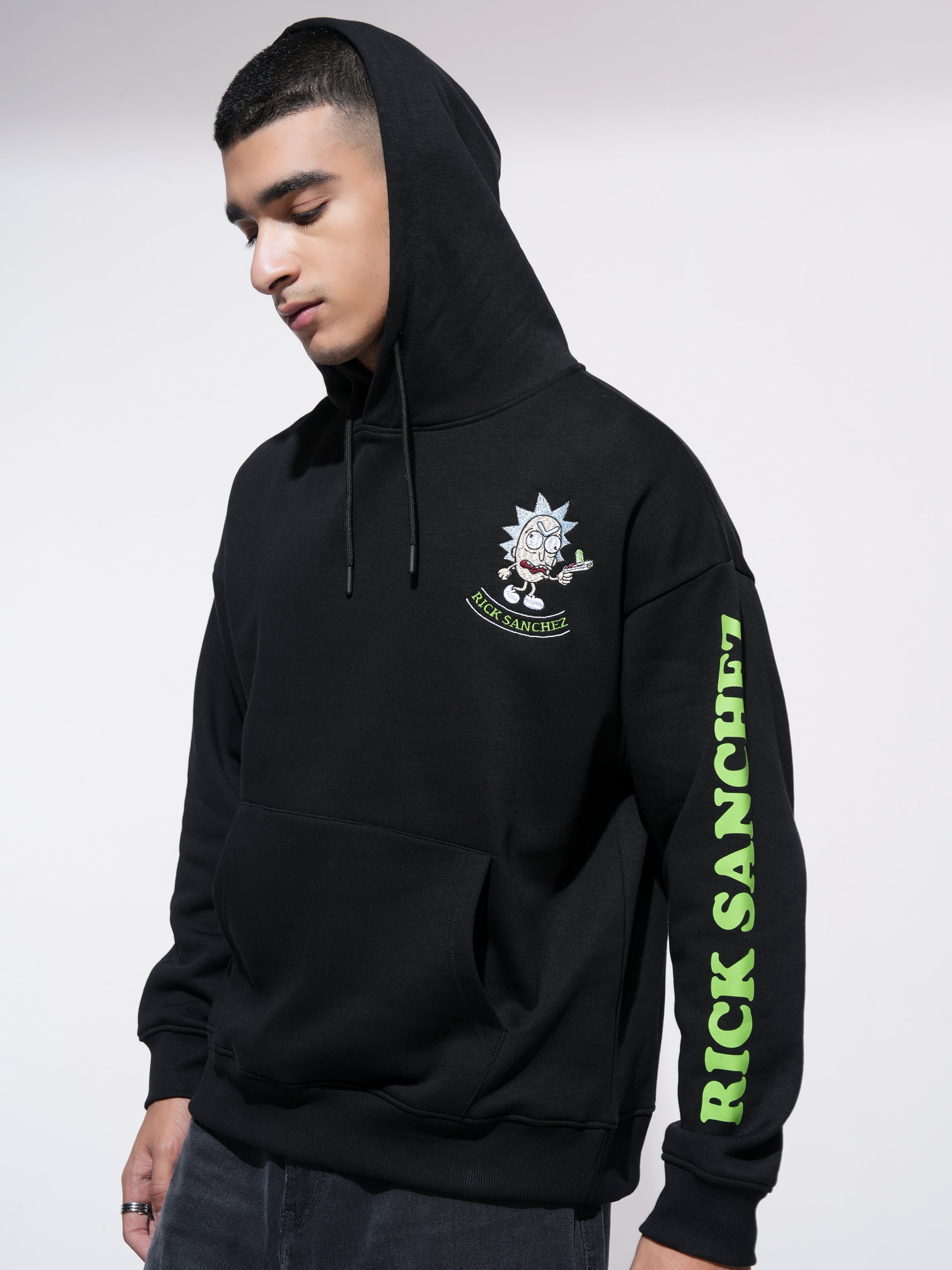 WB By Highlander Men Black Rick Sanchez Hooded Pullover Sweatshirt - Black - Image 4