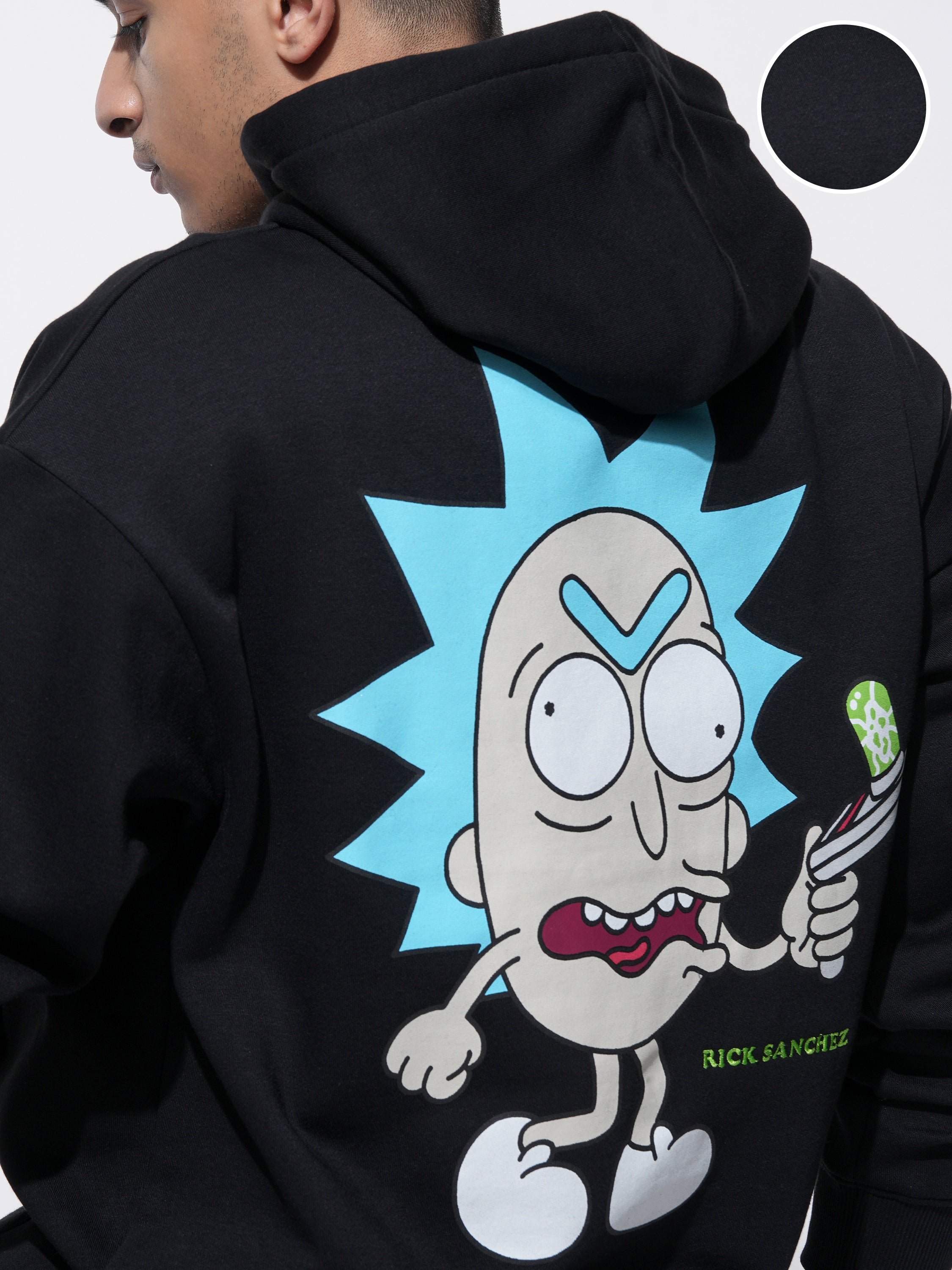 WB By Highlander Men Black Rick Sanchez Hooded Pullover Sweatshirt - Black - Image 5