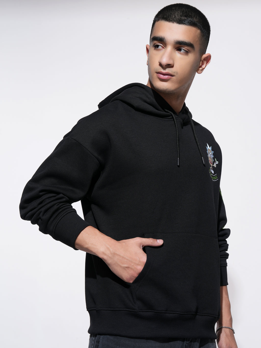 WB By Highlander Men Black Rick Sanchez Hooded Pullover Sweatshirt - Black - Image 6