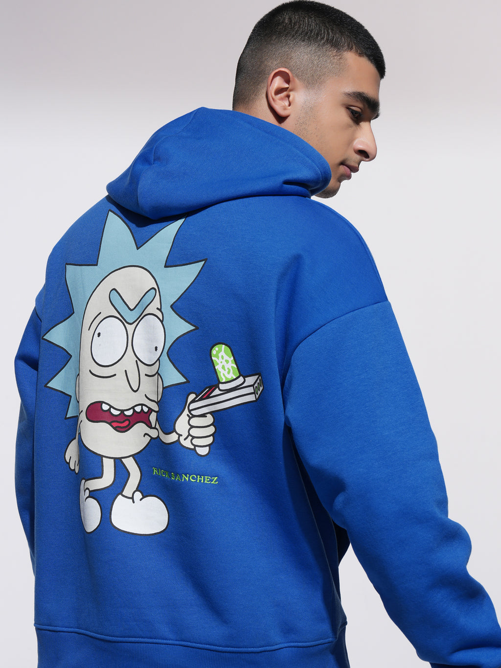 WB By Highlander Men Blue Rick Sanchez Hooded Pullover Sweatshirt - Blue - Image 1