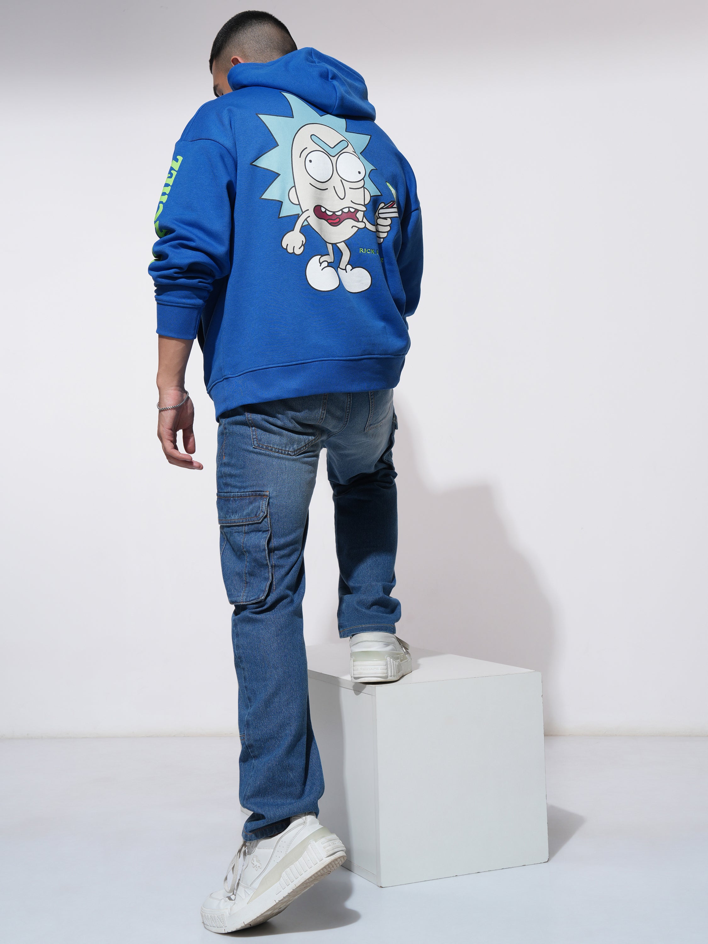 WB By Highlander Men Blue Rick Sanchez Hooded Pullover Sweatshirt - Blue - Image 2
