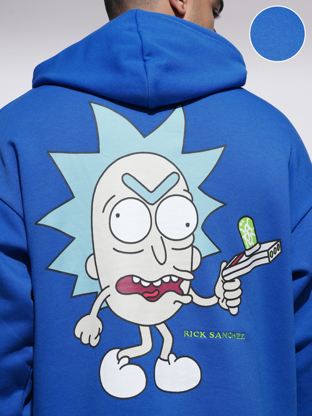 WB By Highlander Men Blue Rick Sanchez Hooded Pullover Sweatshirt - Blue - Image 5