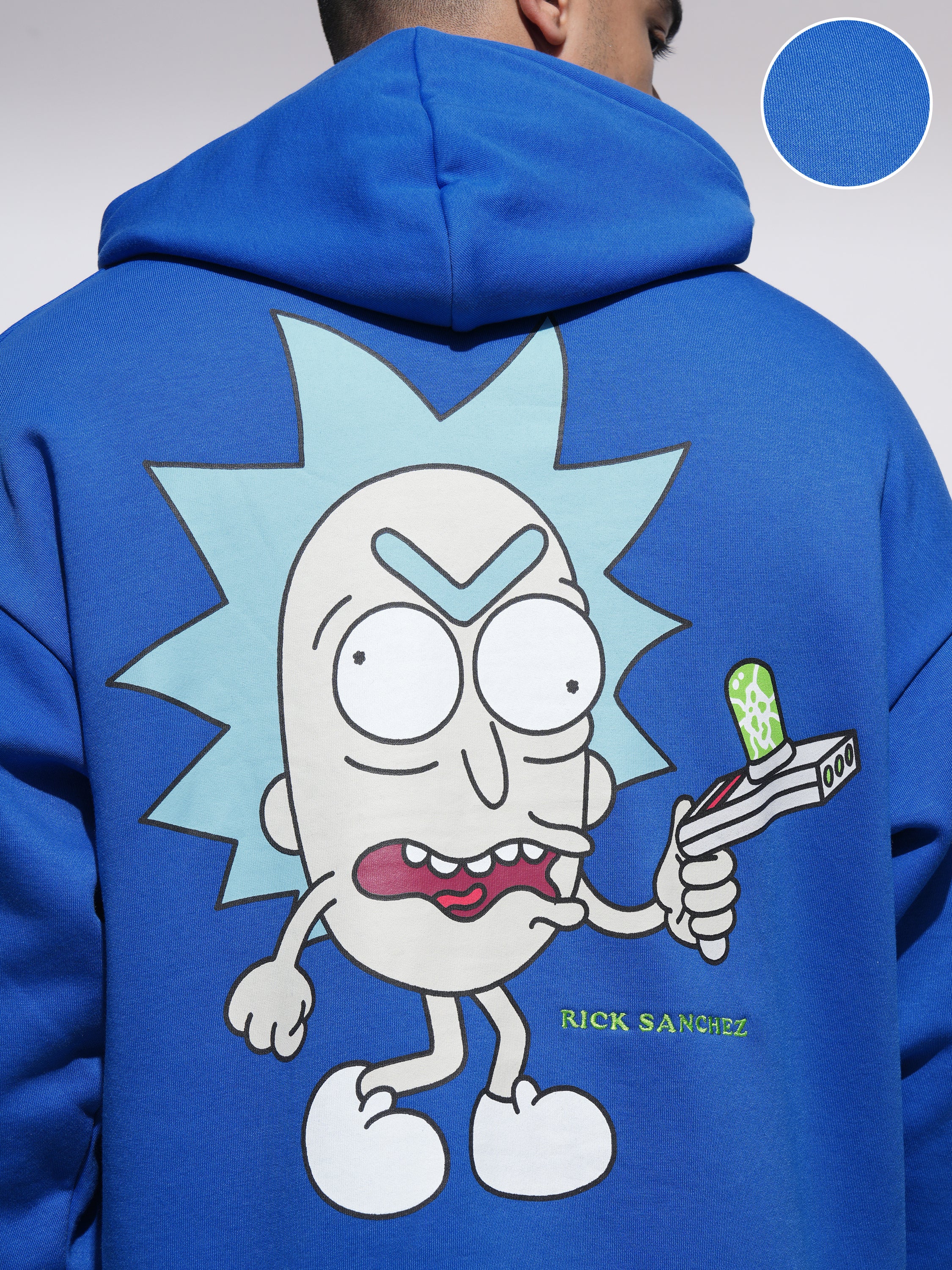 WB By Highlander Men Blue Rick Sanchez Hooded Pullover Sweatshirt - Blue - Image 5
