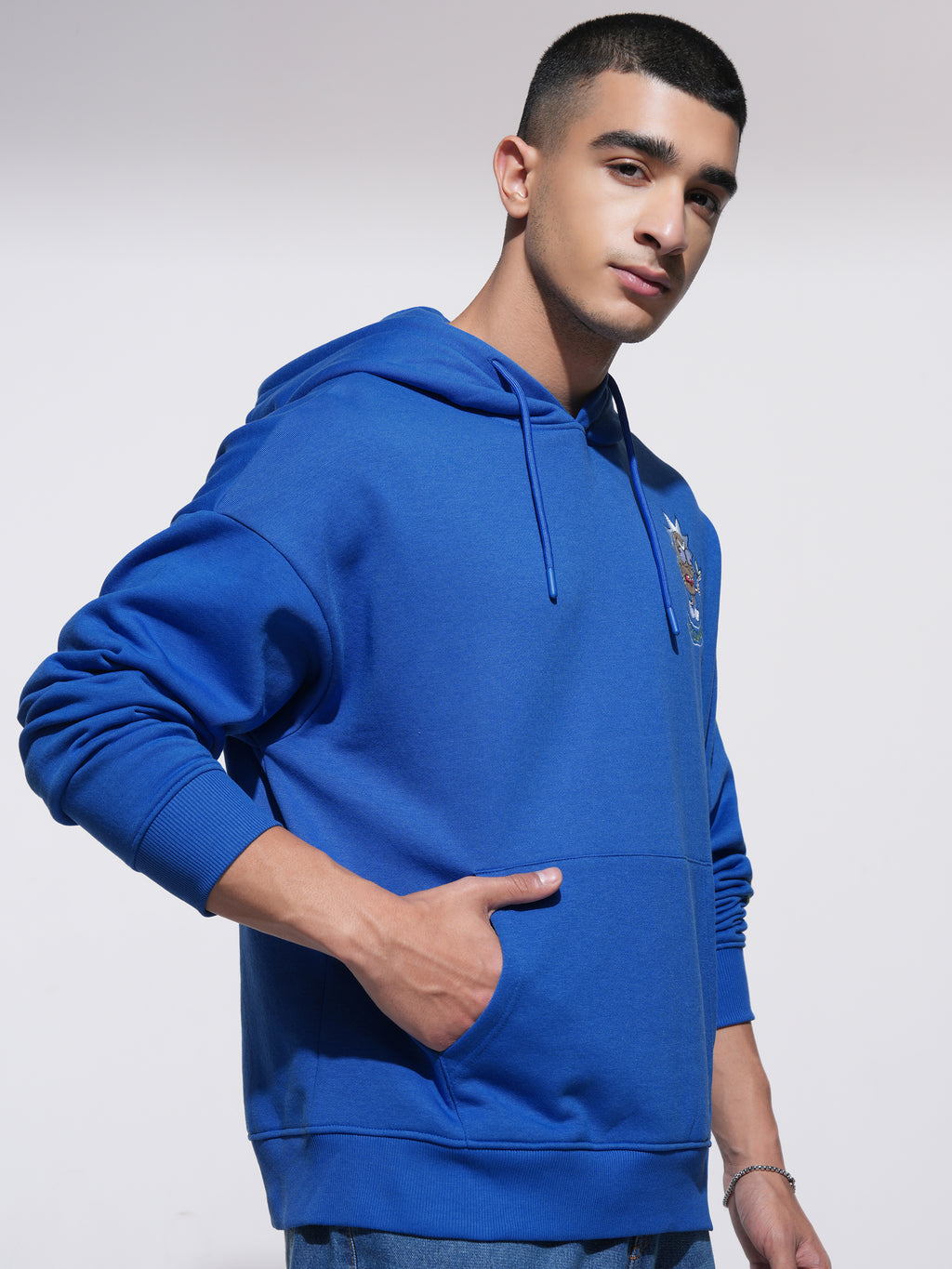 WB By Highlander Men Blue Rick Sanchez Hooded Pullover Sweatshirt - Blue - Image 6
