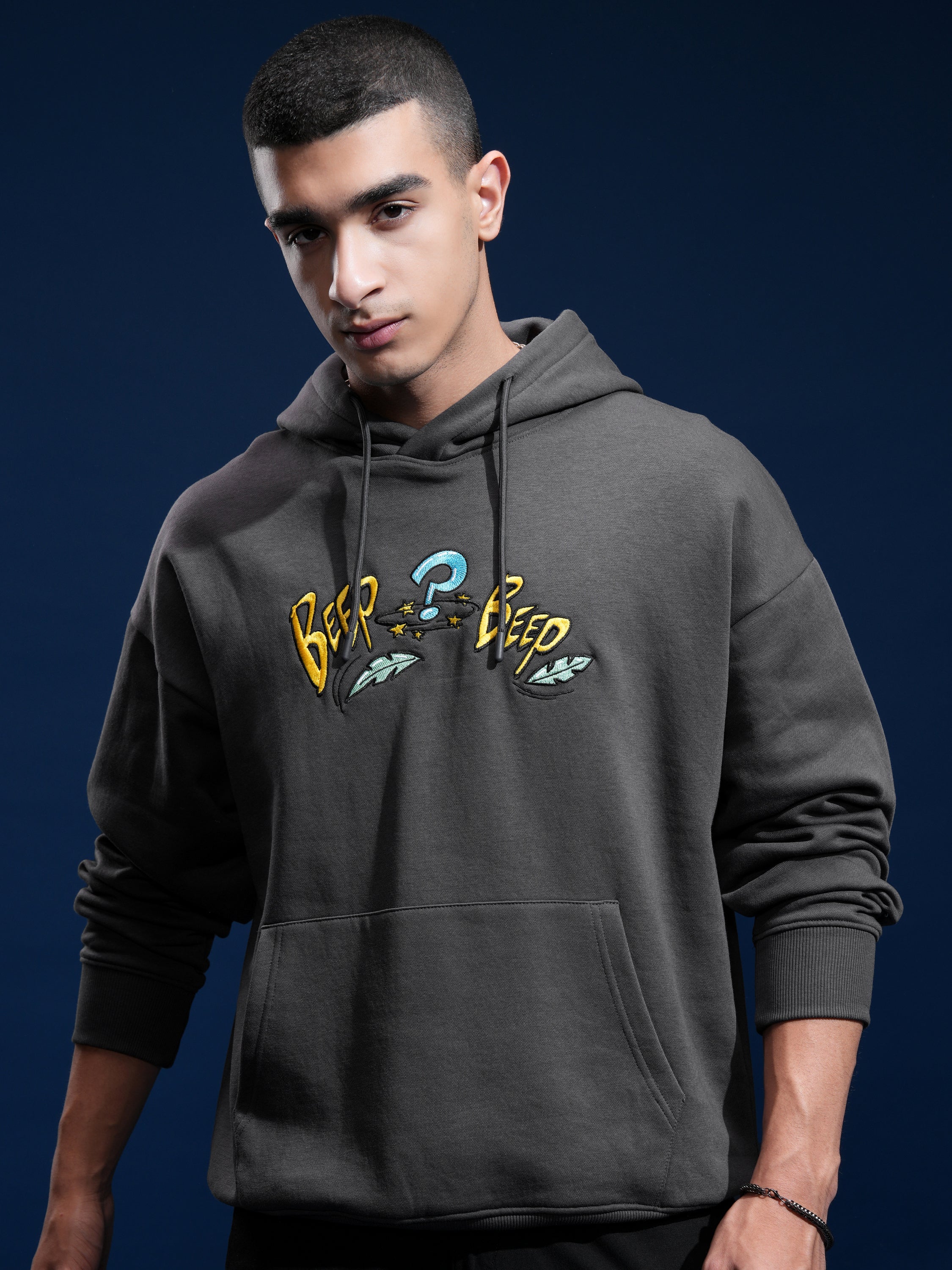 WB By Highlander Men Grey Looney Tunes Hooded Pullover Sweatshirt - Grey - Image 3