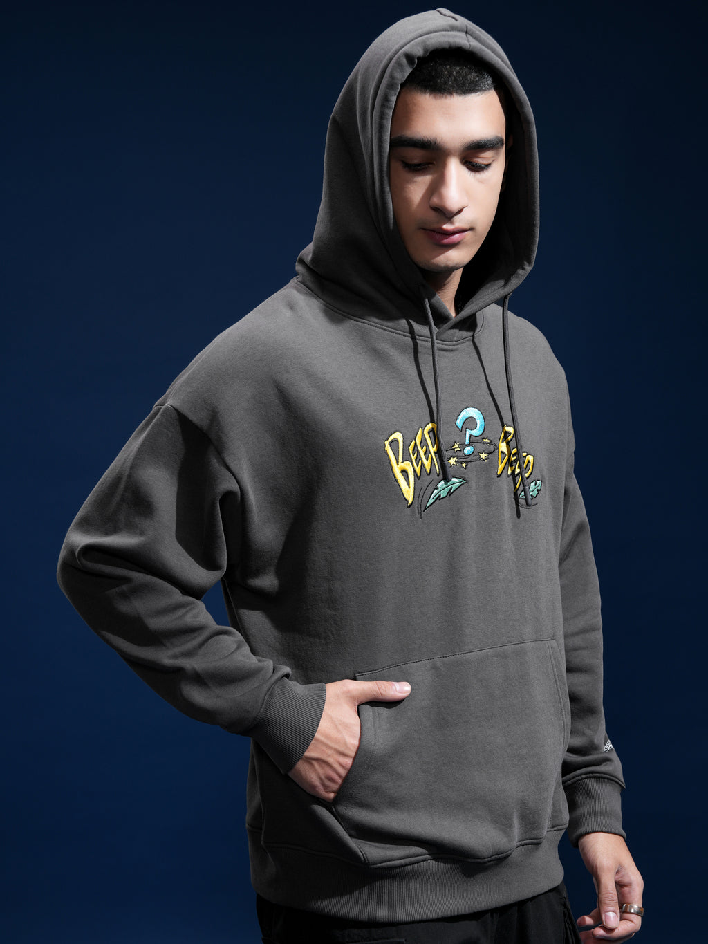 WB By Highlander Men Grey Looney Tunes Hooded Pullover Sweatshirt - Grey - Image 6