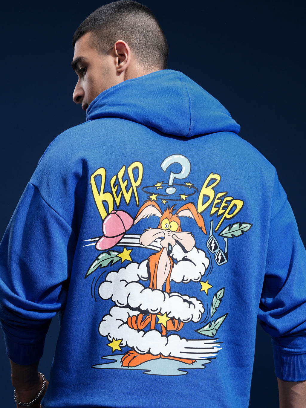 WB By Highlander Men Blue Looney Tunes Hooded Pullover Sweatshirt - Blue - Image 1