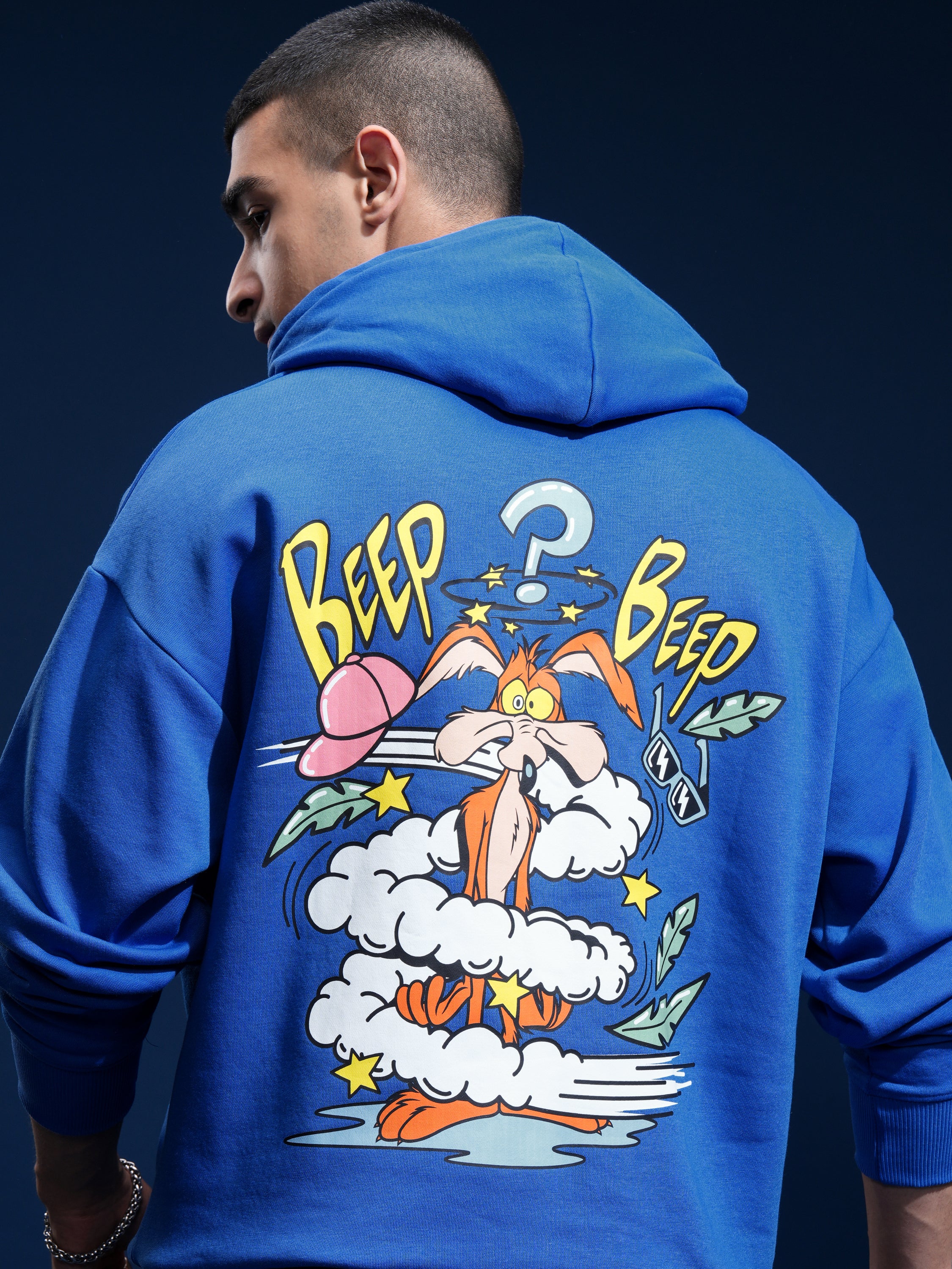 WB By Highlander Men Blue Looney Tunes Hooded Pullover Sweatshirt - Blue - Image 1