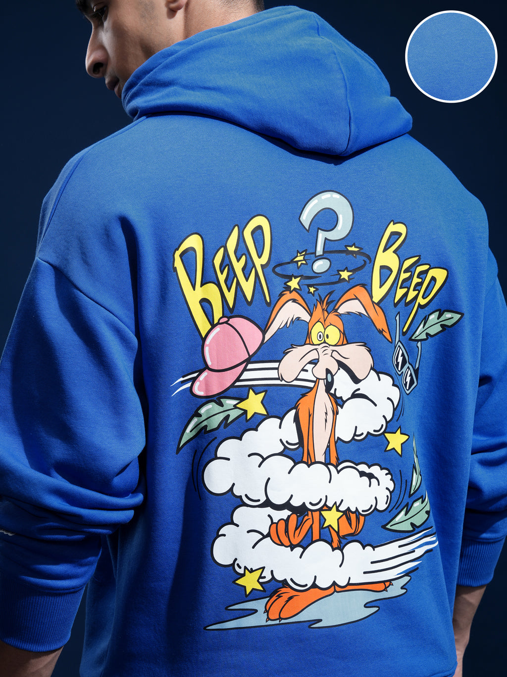 WB By Highlander Men Blue Looney Tunes Hooded Pullover Sweatshirt - Blue - Image 5