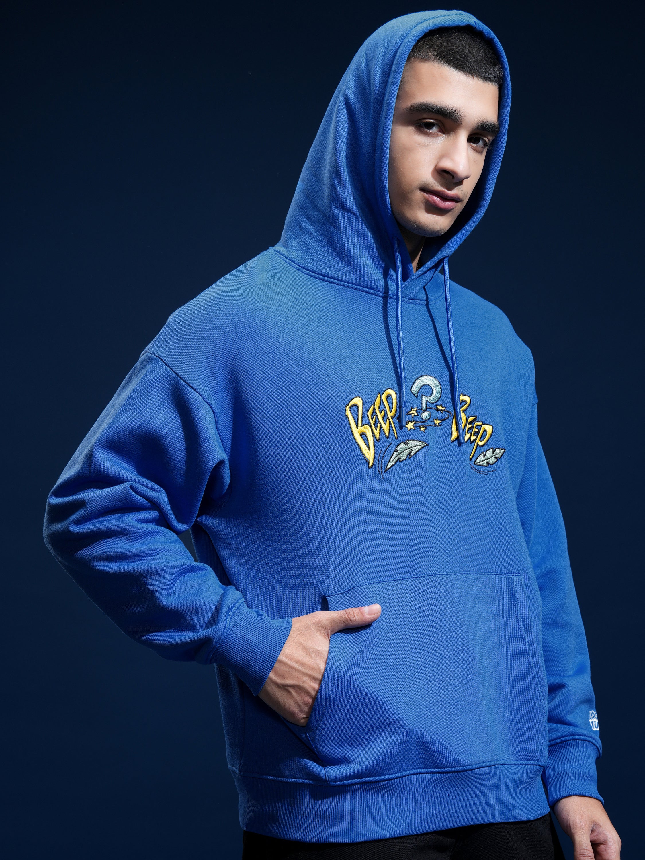 WB By Highlander Men Blue Looney Tunes Hooded Pullover Sweatshirt - Blue - Image 6