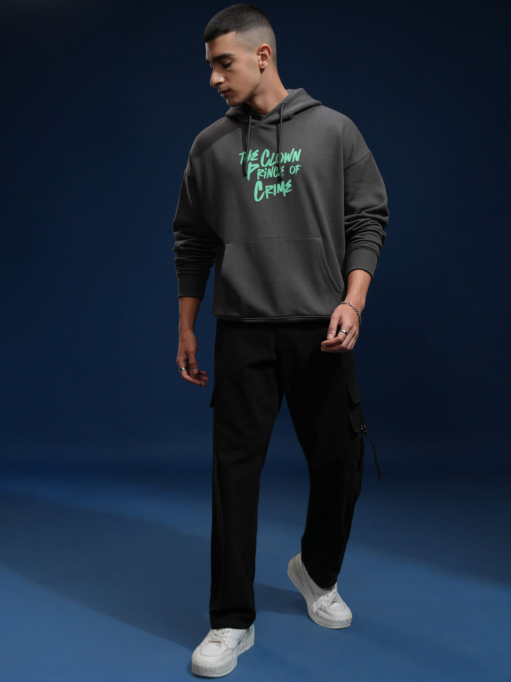 DC By Highlander Men Grey Joker Hooded Pullover Sweatshirt - Grey - Image 2