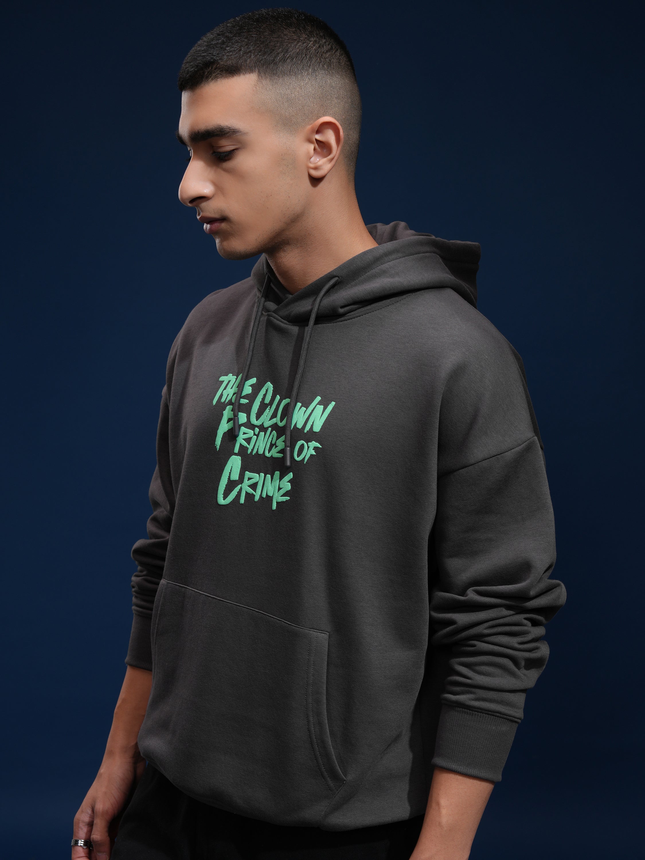 DC By Highlander Men Grey Joker Hooded Pullover Sweatshirt - Grey - Image 4