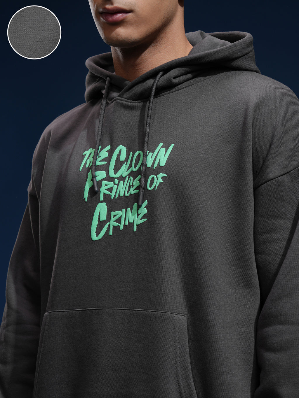 DC By Highlander Men Grey Joker Hooded Pullover Sweatshirt - Grey - Image 5