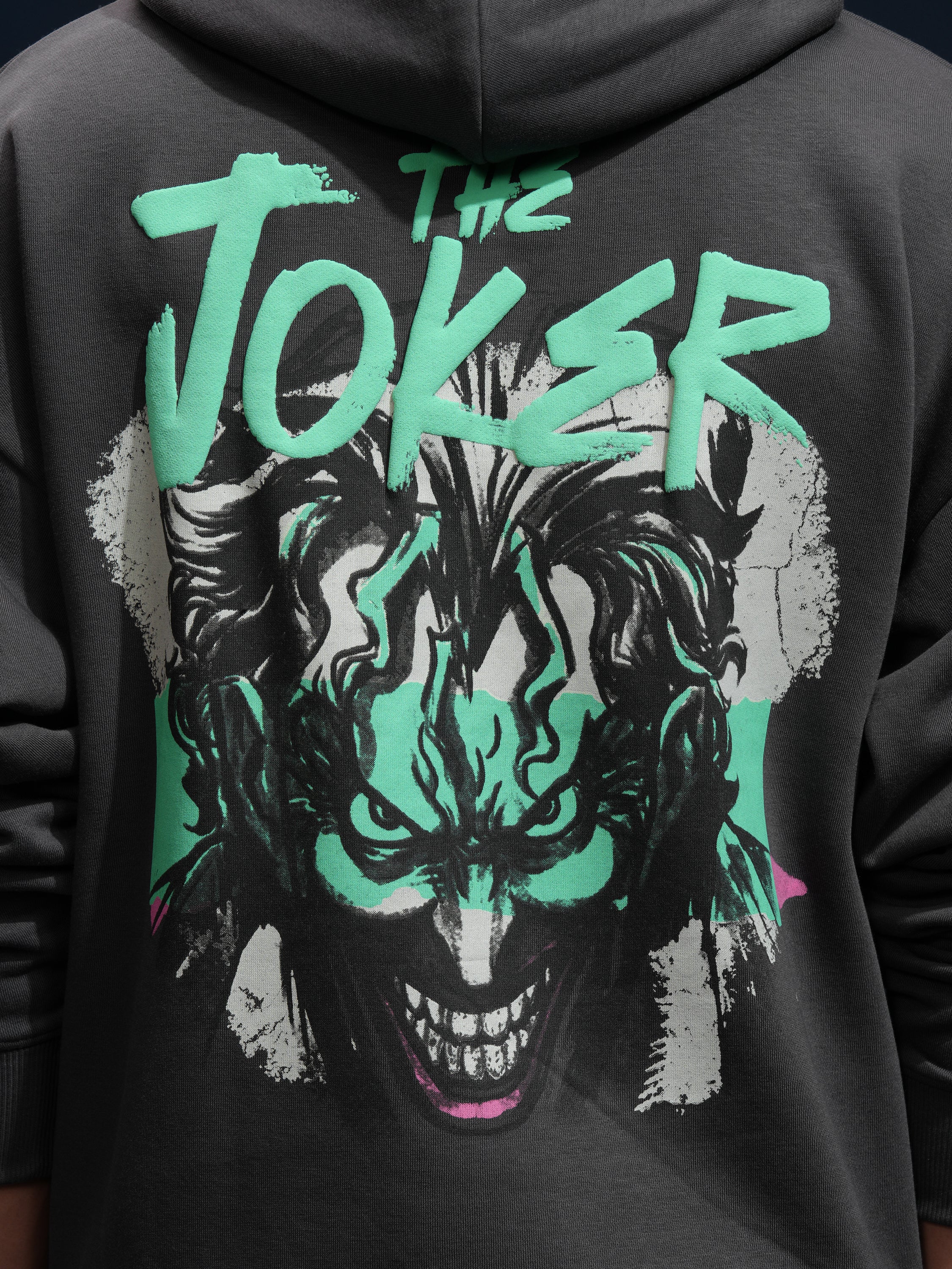 DC By Highlander Men Grey Joker Hooded Pullover Sweatshirt - Grey - Image 7