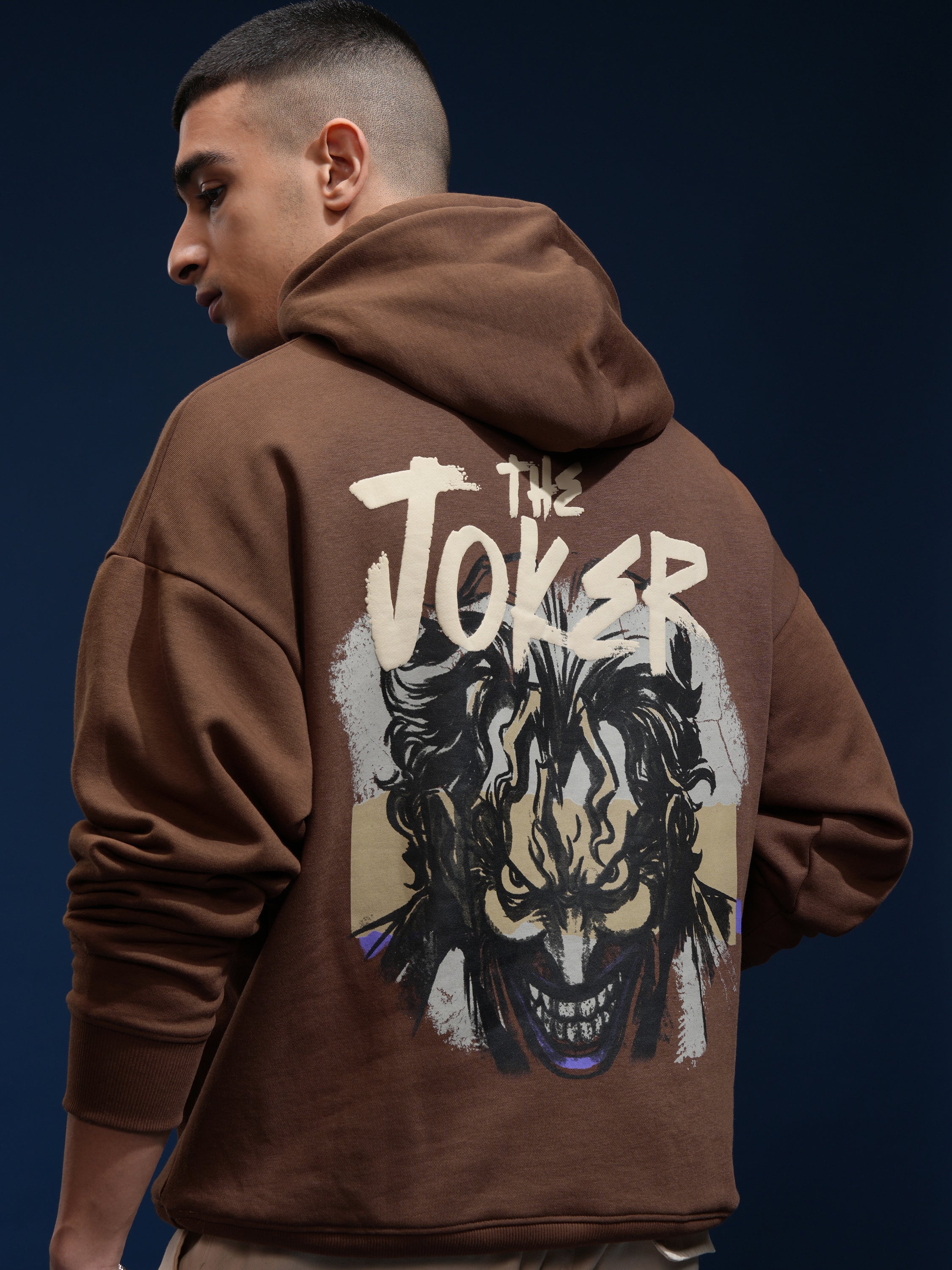 DC By Highlander Men Brown Joker Hooded Pullover Sweatshirt - Brown - Image 1
