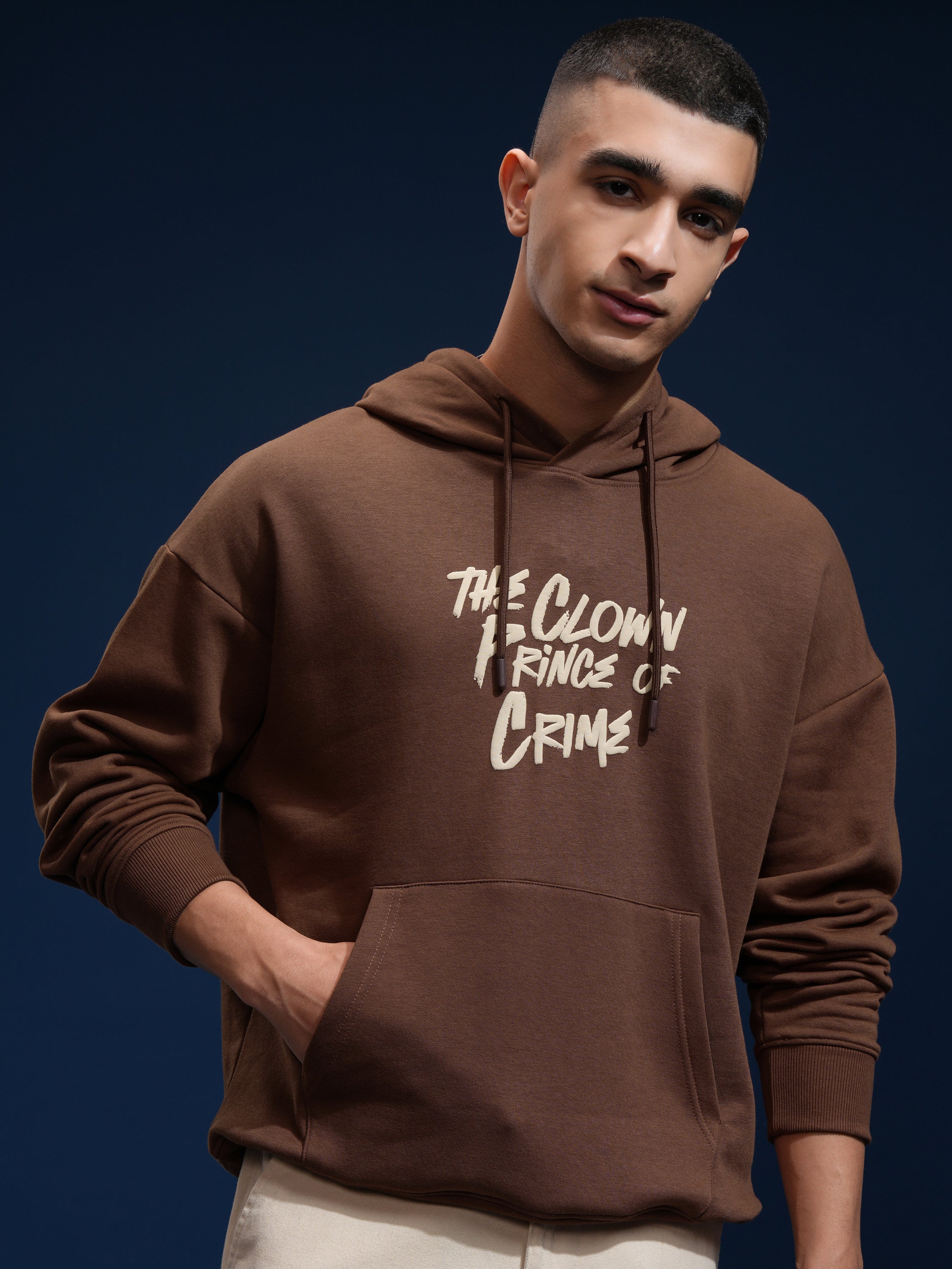 DC By Highlander Men Brown Joker Hooded Pullover Sweatshirt - Brown - Image 3