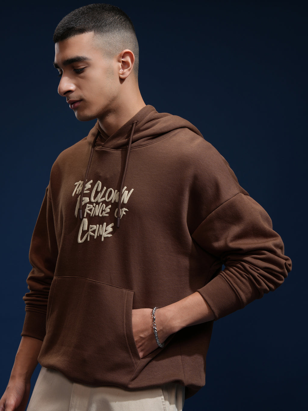 DC By Highlander Men Brown Joker Hooded Pullover Sweatshirt - Brown - Image 4
