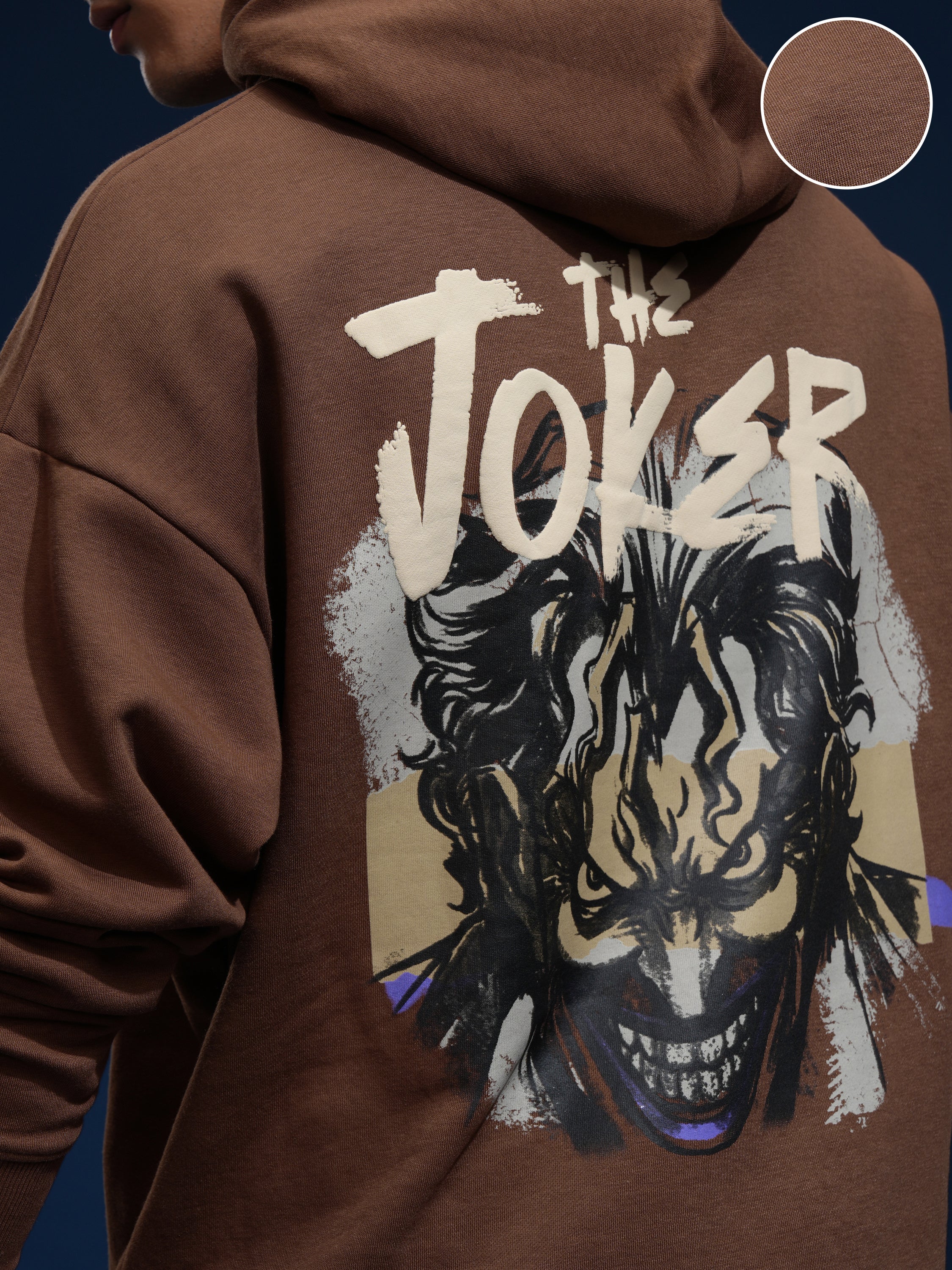 DC By Highlander Men Brown Joker Hooded Pullover Sweatshirt - Brown - Image 5
