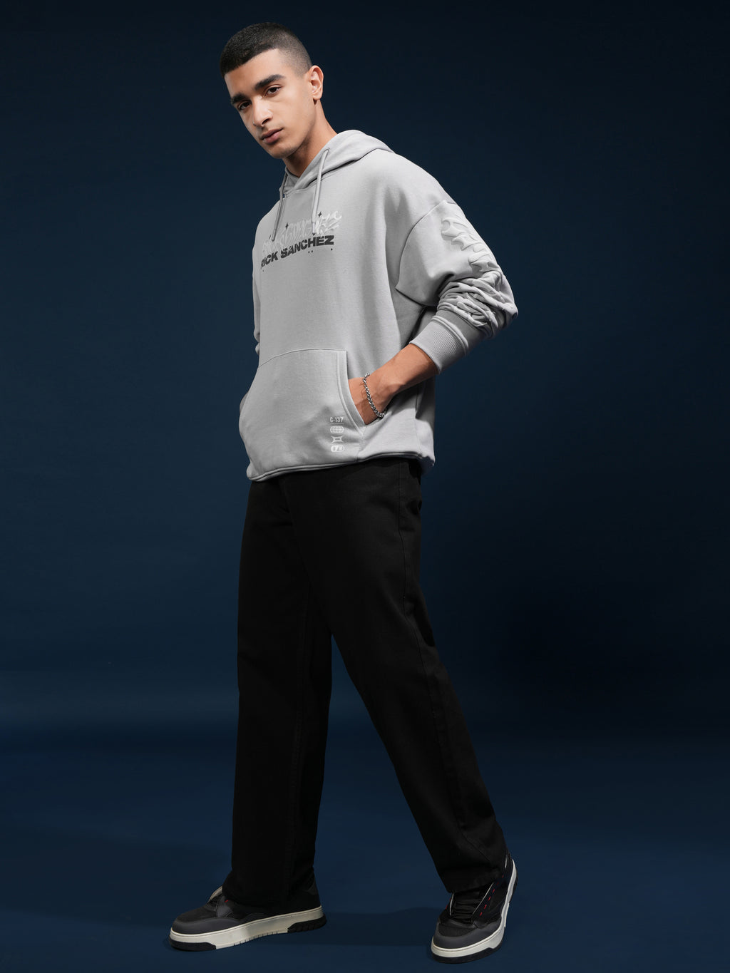 WB By Highlander Men Grey Rick Sanchez Hooded Pullover Sweatshirt - Grey - Image 2