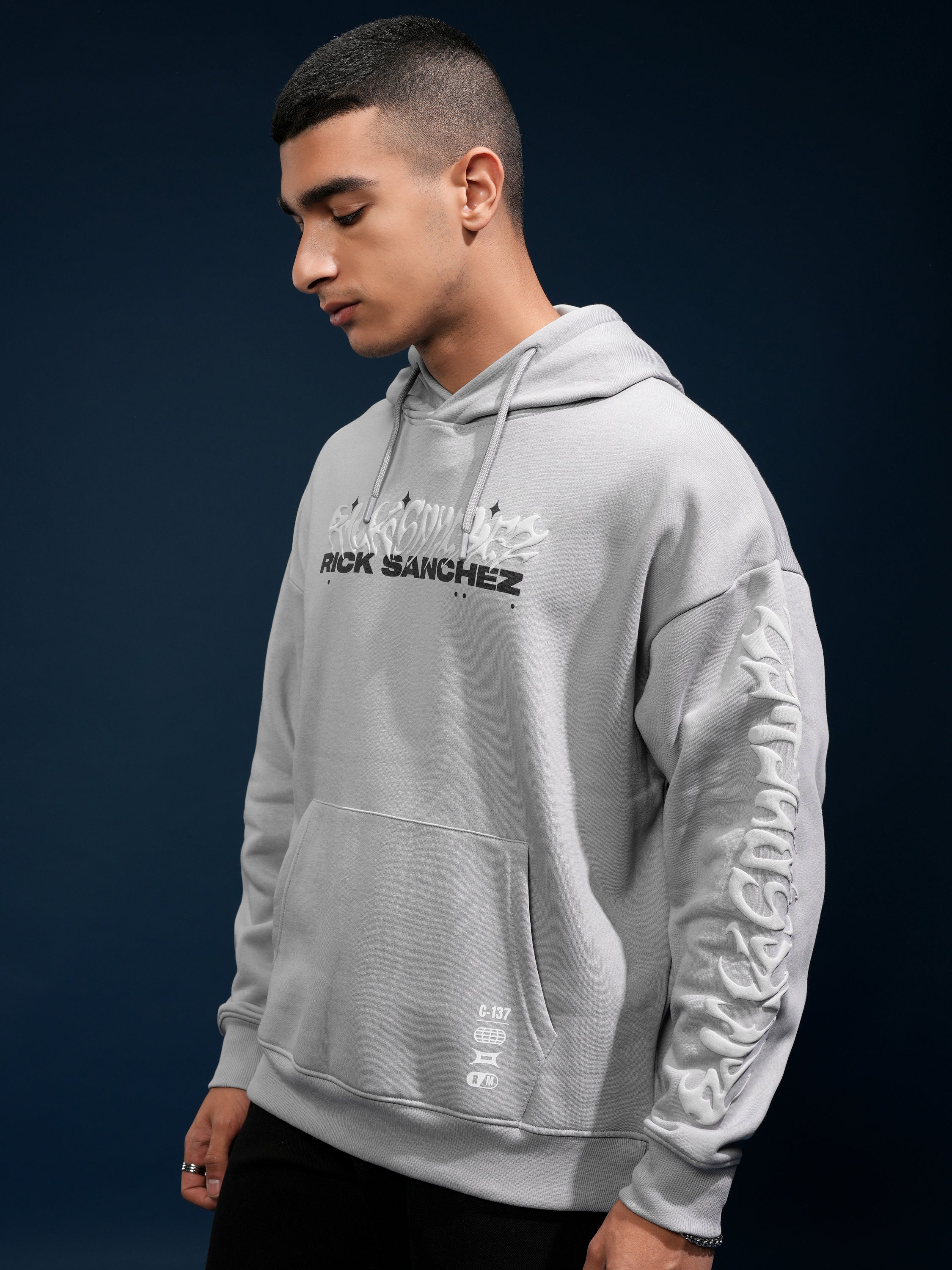 WB By Highlander Men Grey Rick Sanchez Hooded Pullover Sweatshirt - Grey - Image 4