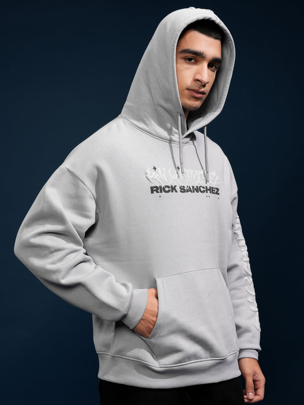 WB By Highlander Men Grey Rick Sanchez Hooded Pullover Sweatshirt - Grey - Image 6
