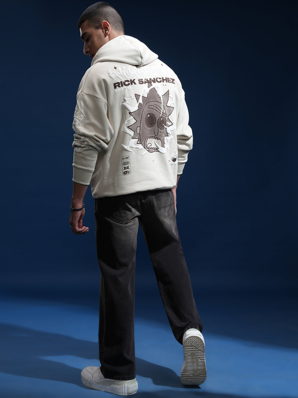 WB By Highlander Men Beige Rick Sanchez Hooded Pullover Sweatshirt - Beige - Image 2