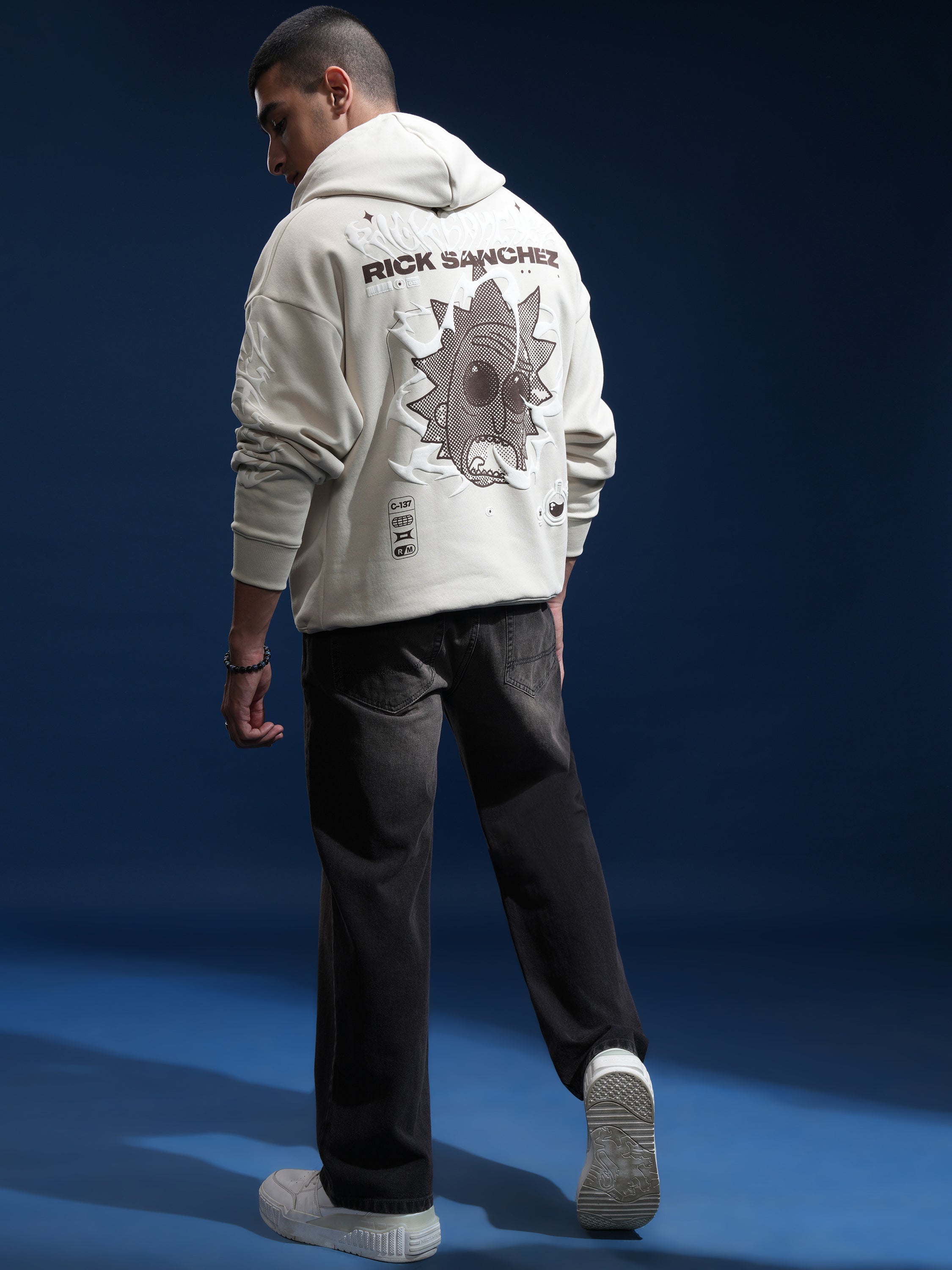 WB By Highlander Men Beige Rick Sanchez Hooded Pullover Sweatshirt - Beige - Image 2