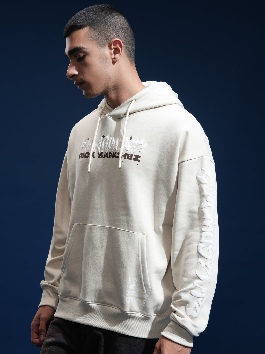WB By Highlander Men Beige Rick Sanchez Hooded Pullover Sweatshirt - Beige - Image 4