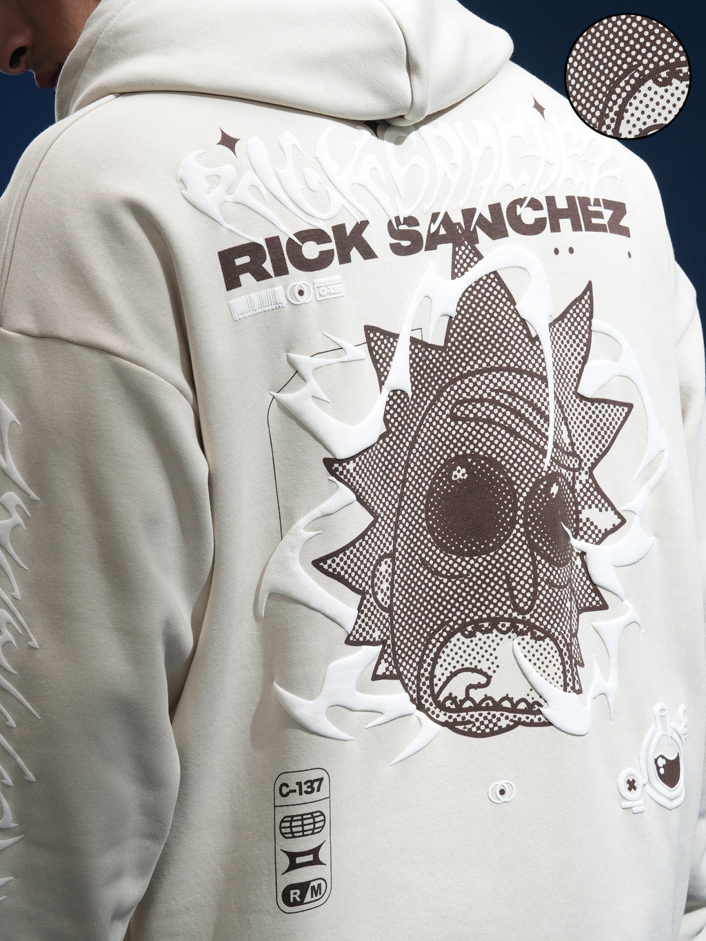 WB By Highlander Men Beige Rick Sanchez Hooded Pullover Sweatshirt - Beige - Image 5