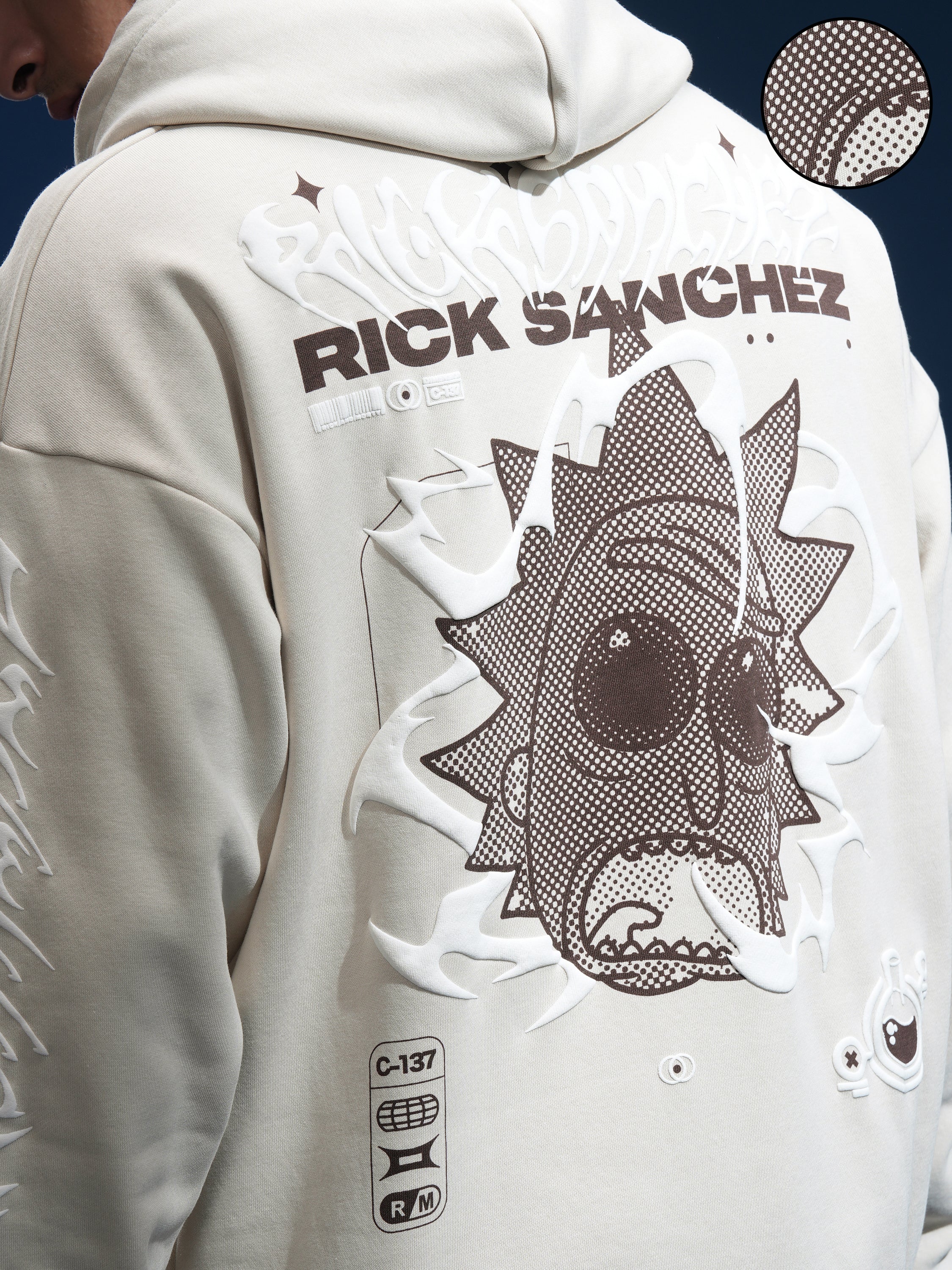 WB By Highlander Men Beige Rick Sanchez Hooded Pullover Sweatshirt - Beige - Image 5