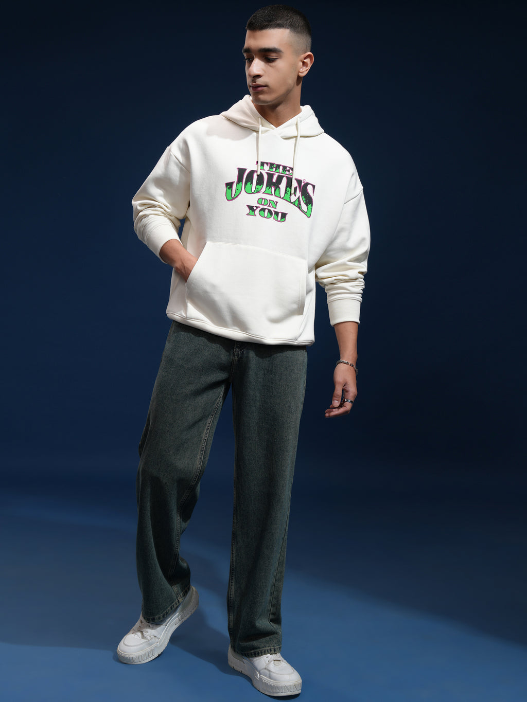 DC By Highlander Men White Joker Hooded Pullover Sweatshirt - White - Image 2