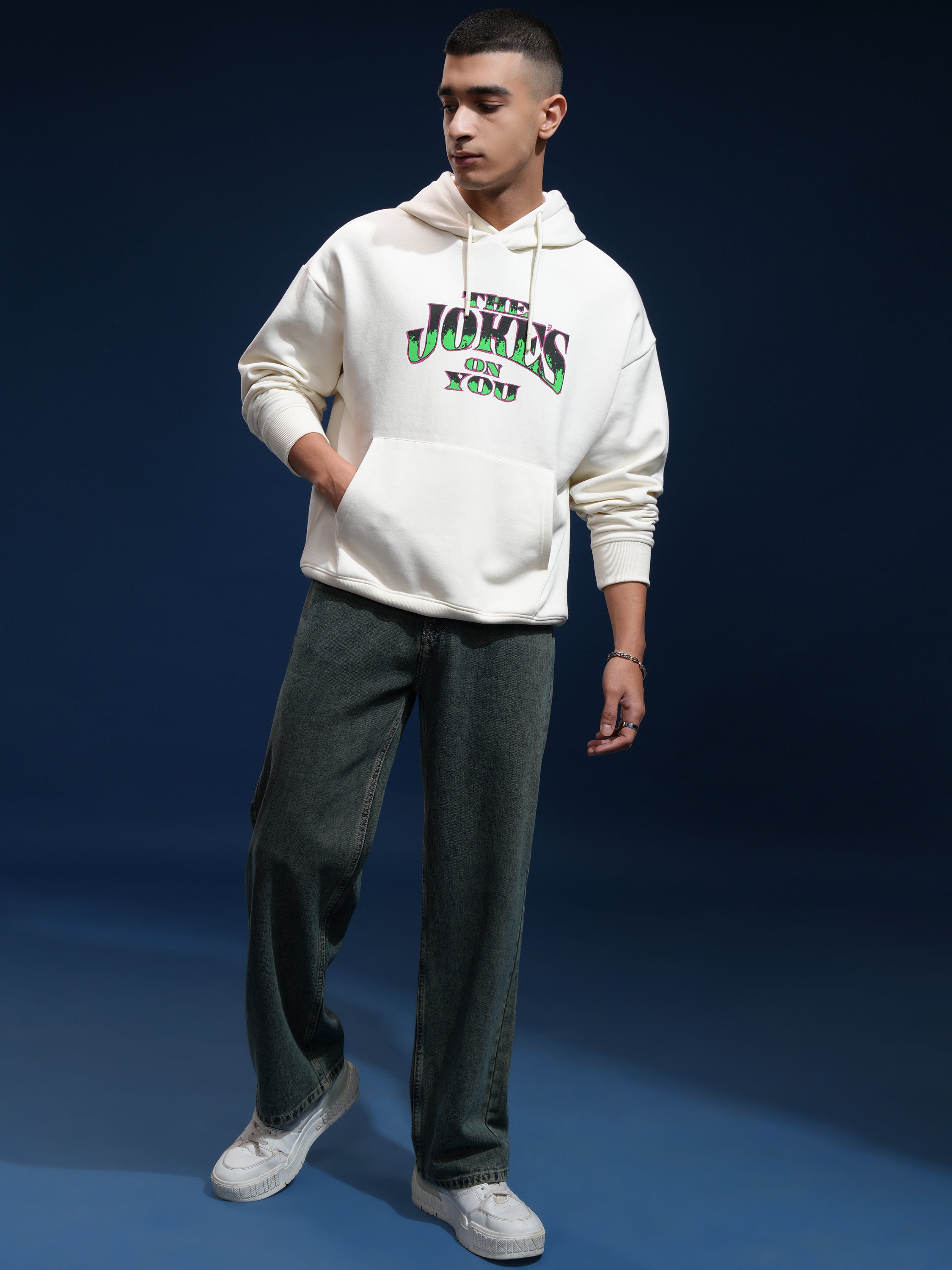DC By Highlander Men White Joker Hooded Pullover Sweatshirt - White - Image 2